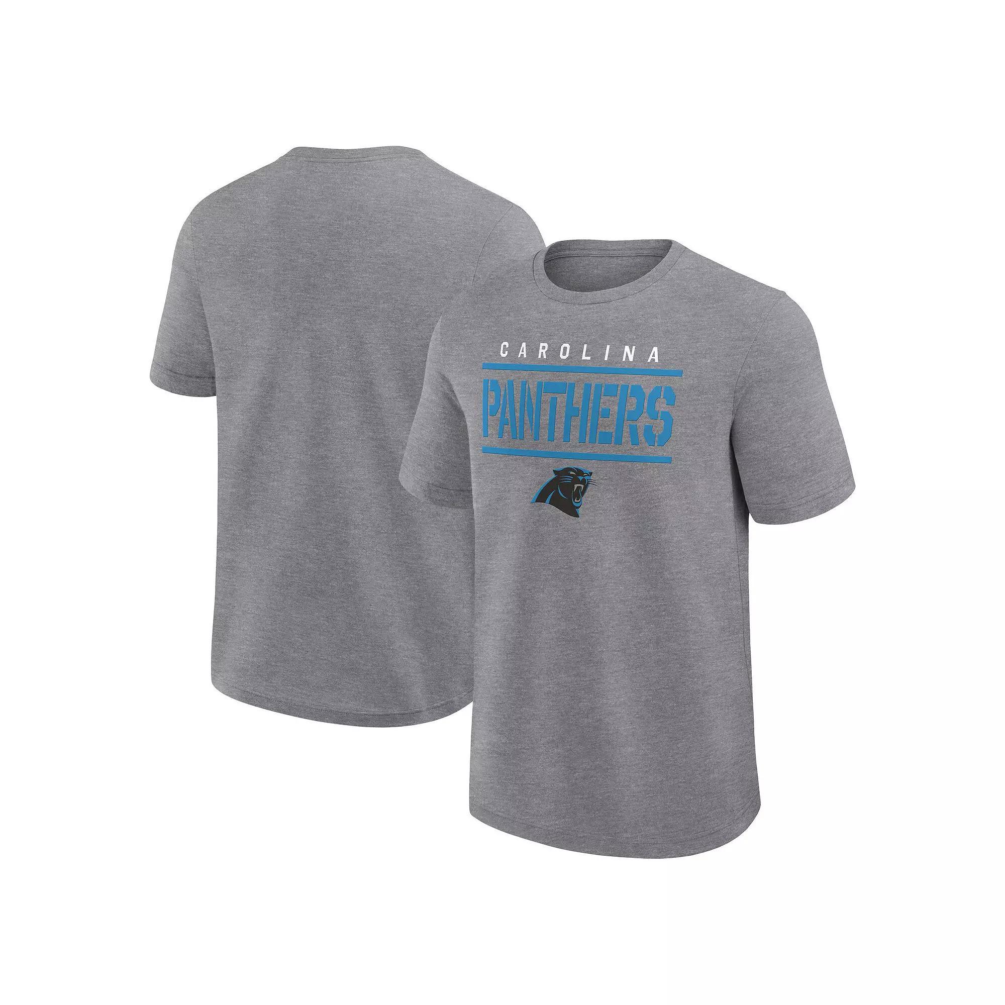 Men's Fanatics Heather Gray Carolina Panthers Big & Tall Top Notch T-Shirt, Size: 5XLT, Grey Product Image
