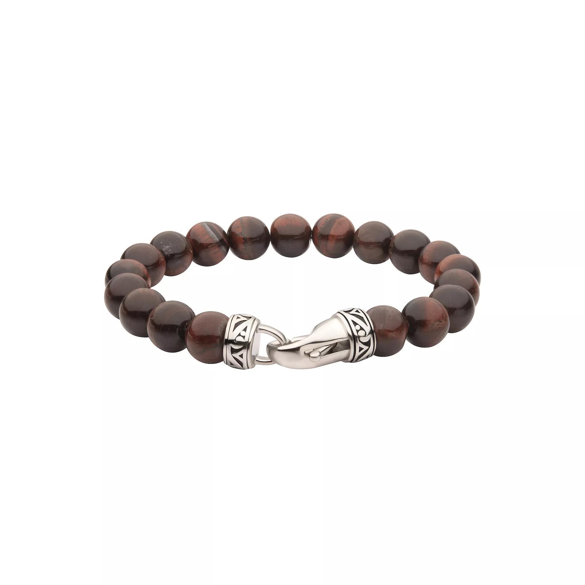 Men's Gemstone Bead Bracelet, Size: 8.5", Red Tiger Eye Product Image