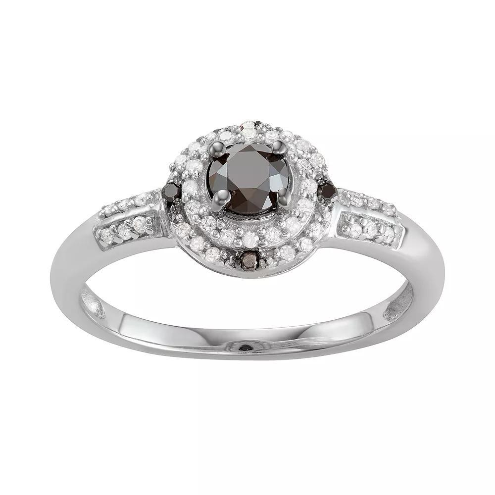 Jewelexcess Sterling Silver 1/2 C.T. Black & White Diamond Ring, Women's, Size: 7, Silvertone Product Image