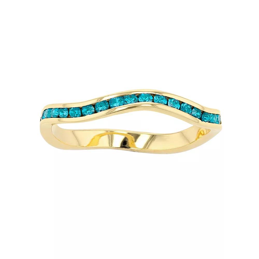 Traditions Jewelry Company 18k Gold Over Silver Birthstone Crystal Wave Ring, Women's, Size: 6, Gold Over Sterling Product Image
