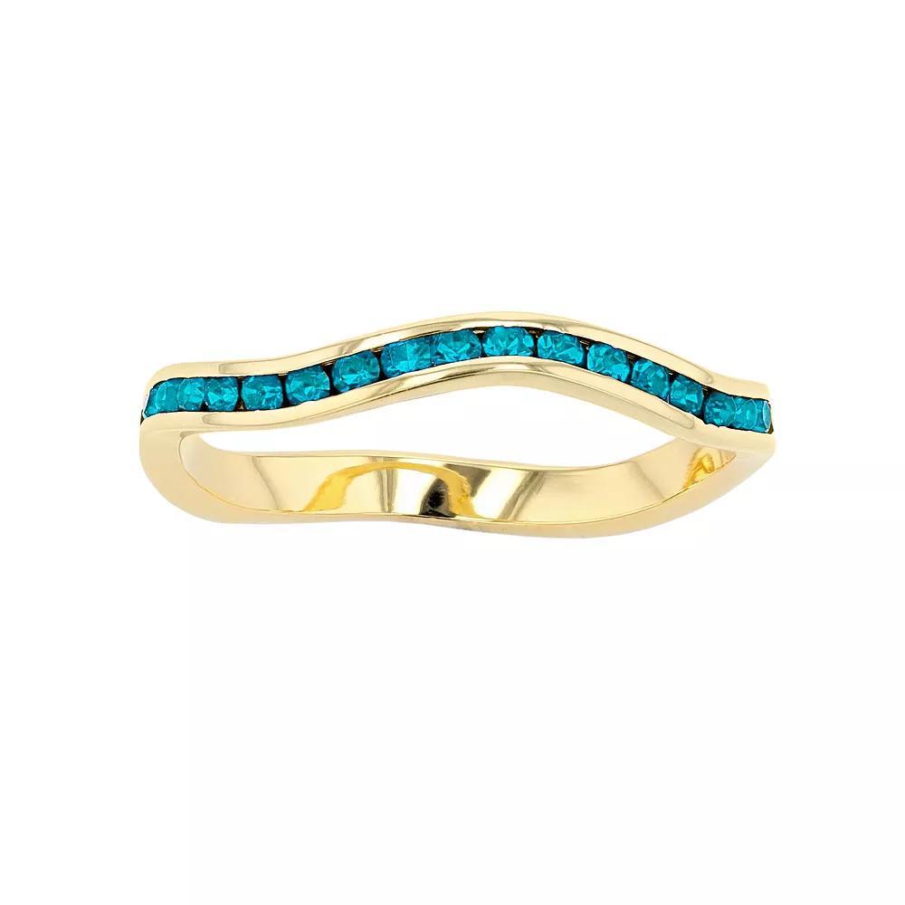 Traditions Jewelry Company 18k Gold Over Silver Birthstone Crystal Wave Ring, Women's, Size: 9, Gold Over Sterling Dec Product Image