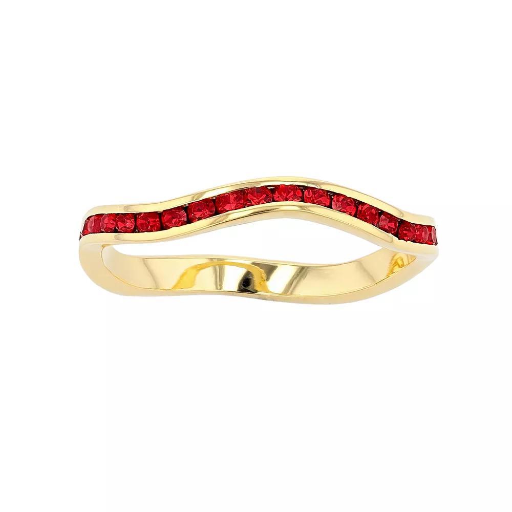 Traditions Jewelry Company 18k Gold Over Silver Birthstone Crystal Wave Ring, Womens, Gold Over Sterling Feb Product Image