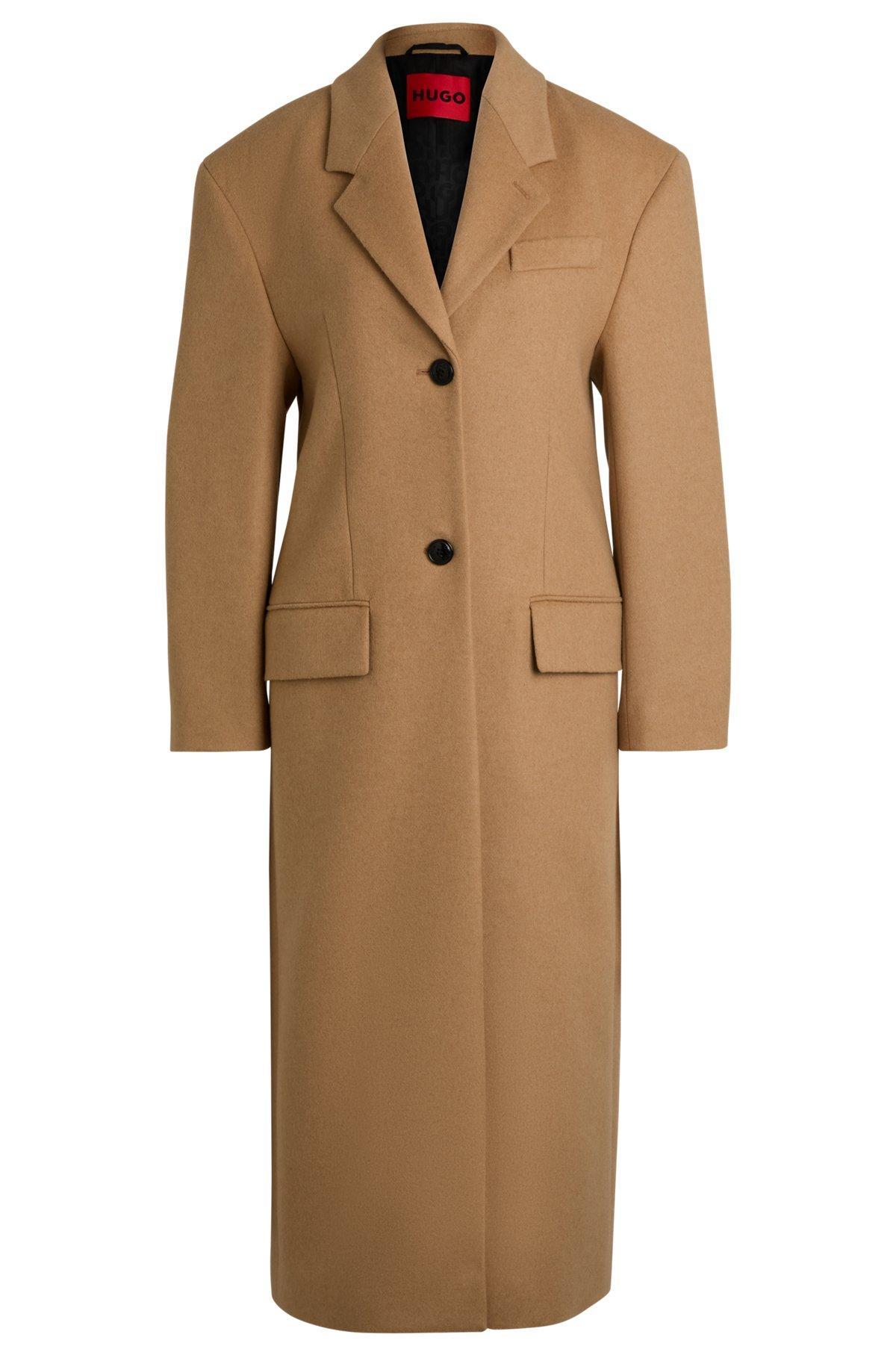 Oversize-fit coat with signature lining in wool Product Image