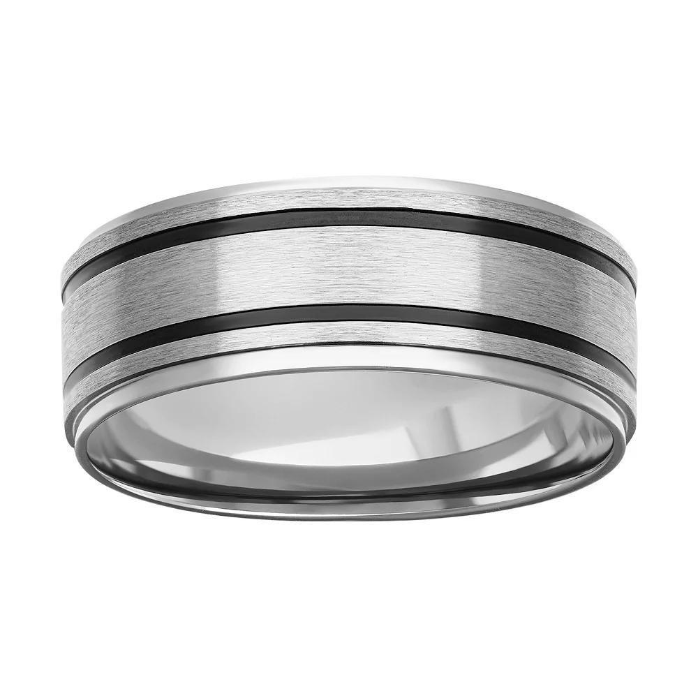 AXL Stainless Steel & Black PVD Plated 9 mm Men's Comfort Fit Band, Size: 12 Product Image