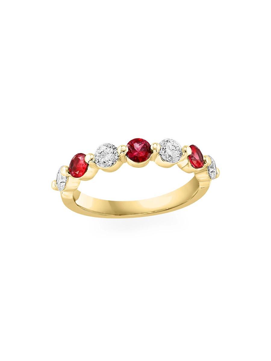 Womens 14K Yellow Gold, Ruby & 0.48 TCW Diamond Band Ring Product Image