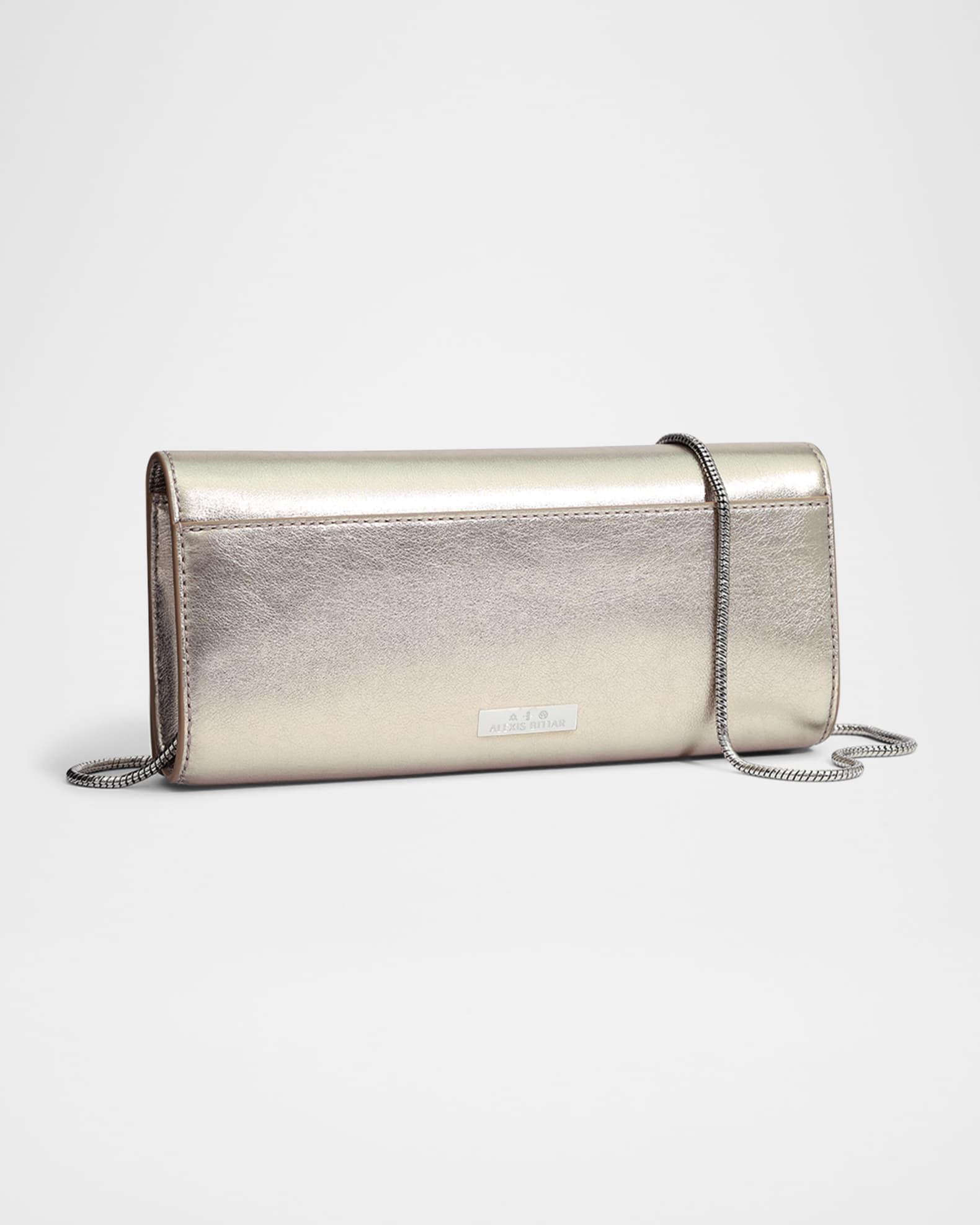 Crystal Curve Metallic Leather Clutch Bag Product Image