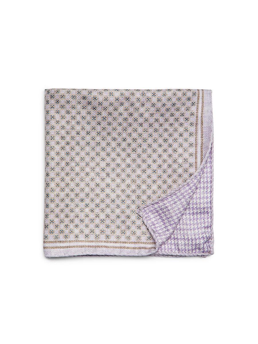 Mens Circle-Print Silk Pocket Square Product Image