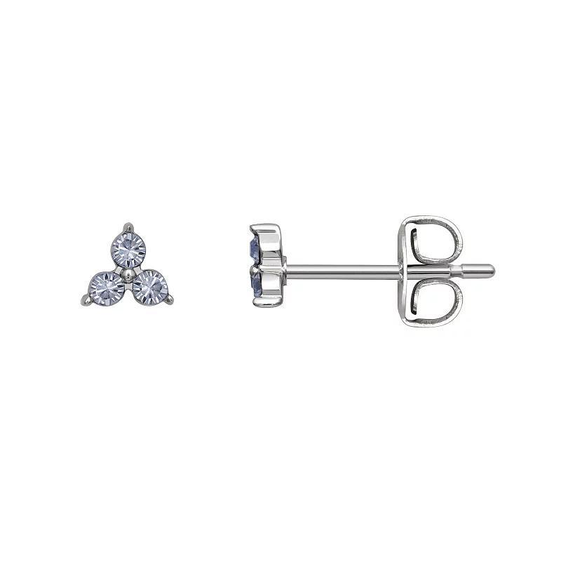 Brilliance Silver Tone Triple Crystal Birthstone Stud Earrings, Womens, Silver Tone December Product Image