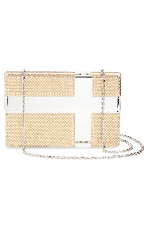 JUDITH LEIBER Gift Box Clutch In Silver Prosecco Product Image
