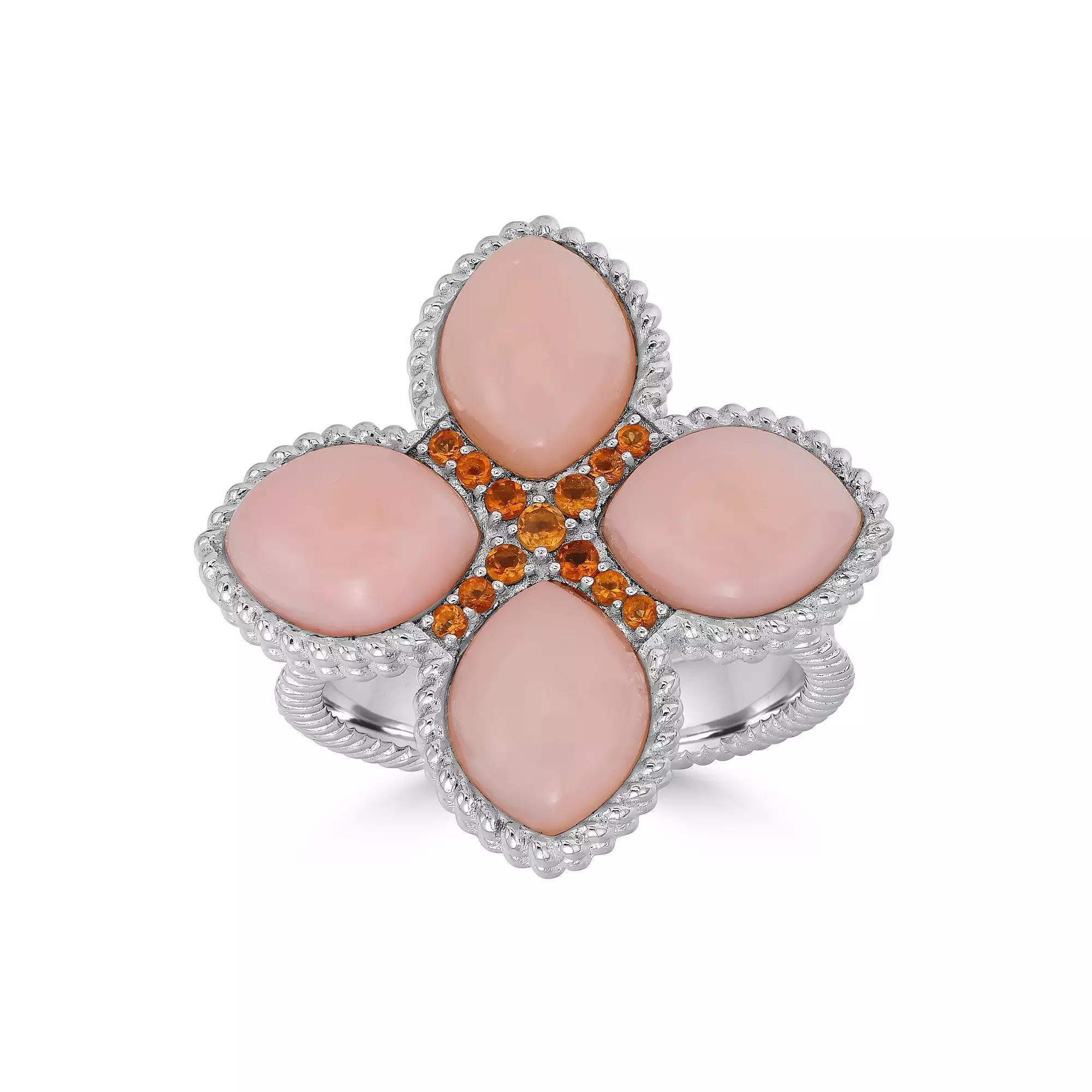 Gemistry Sterling Silver Genuine Pink Opal Cabachon Ring, Women's, Size: 6, Pink White Product Image