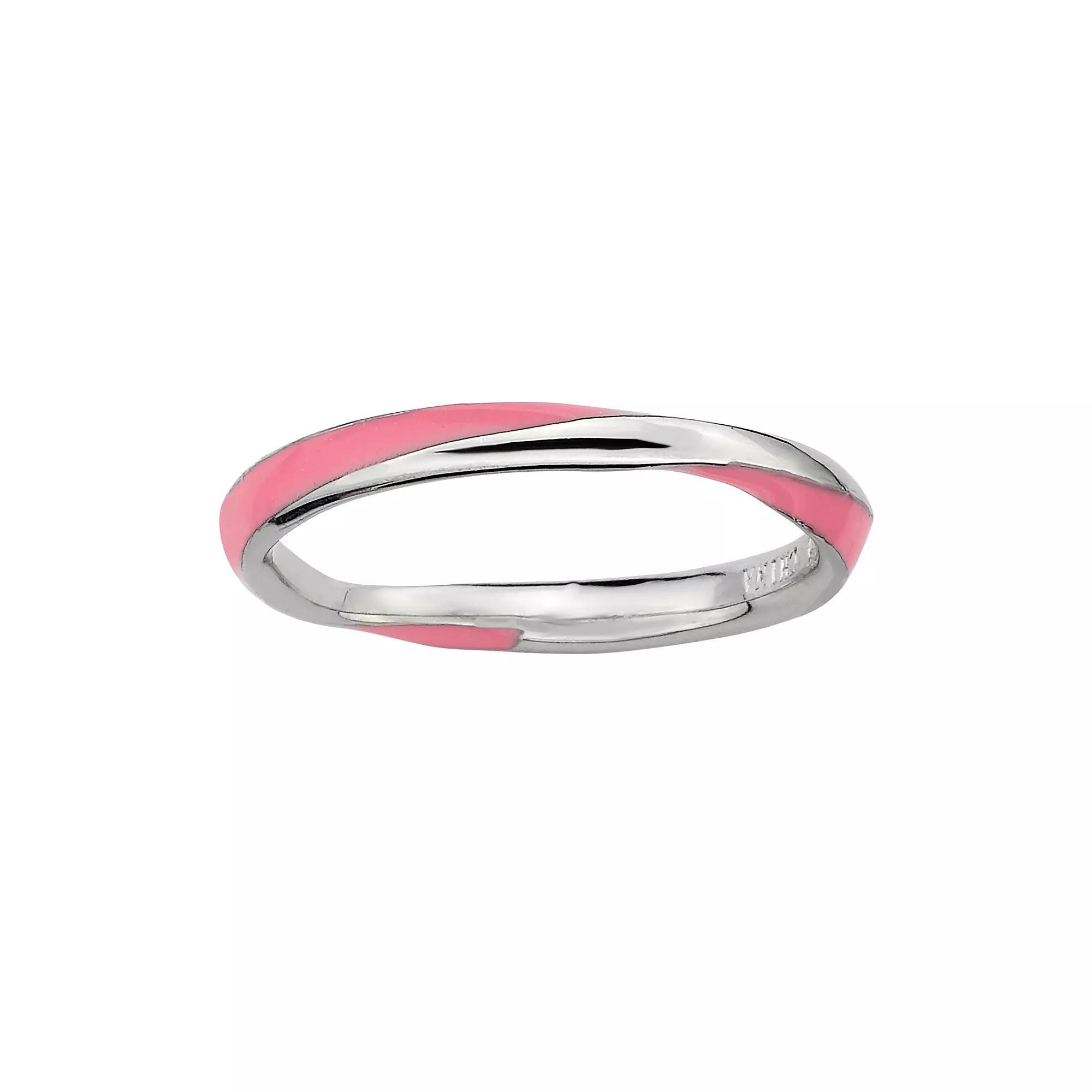 Stacks & Stones Sterling Silver Pink Enamel Twist Stack Ring, Women's, Size: 5 Product Image