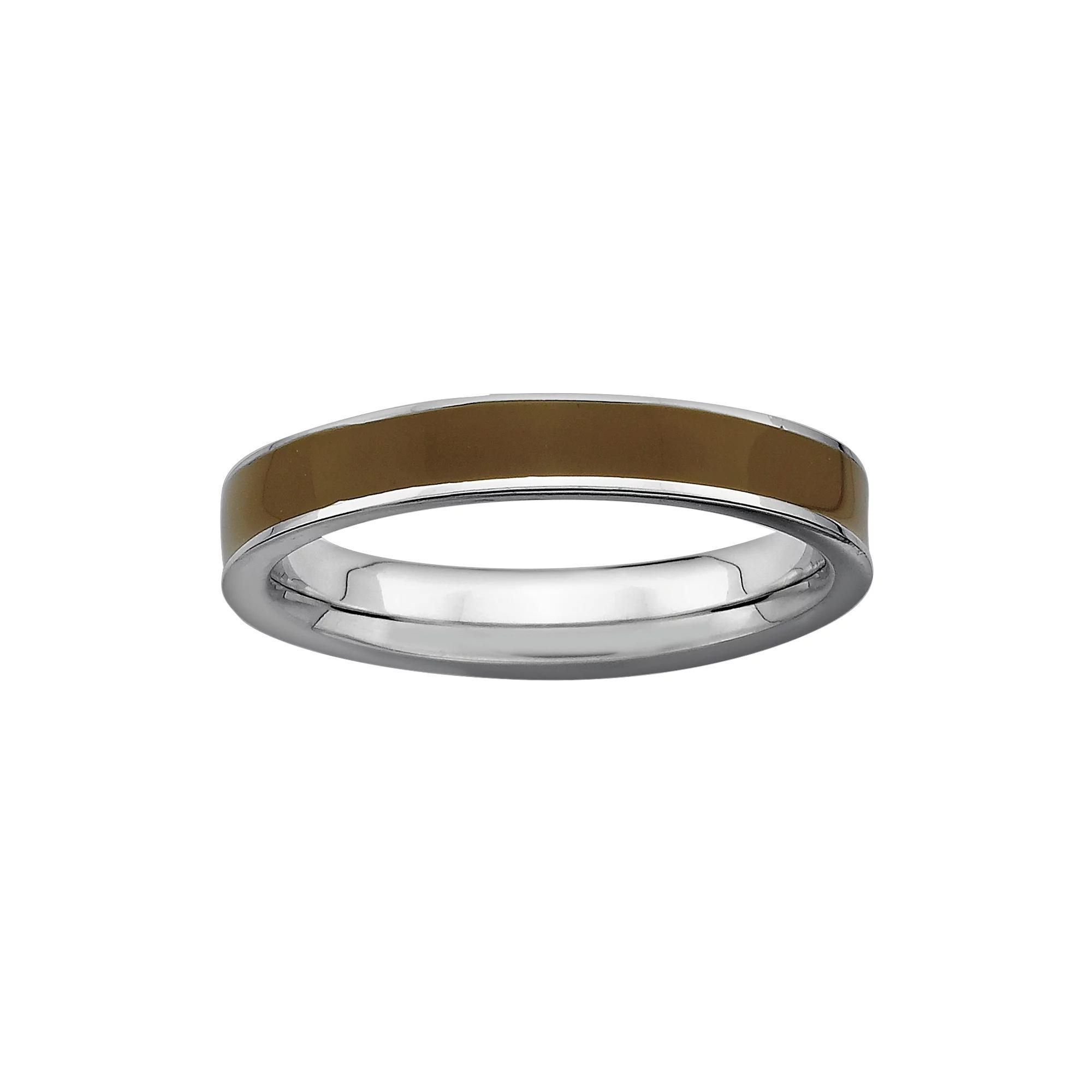 Stacks & Stones Sterling Silver Brown Enamel Stack Ring, Women's, Size: 5 Product Image