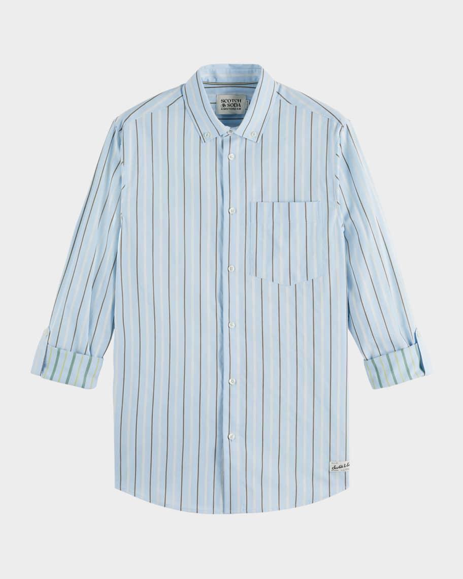 Mens Regular-Fit Dobby Stripe Sport Shirt Product Image