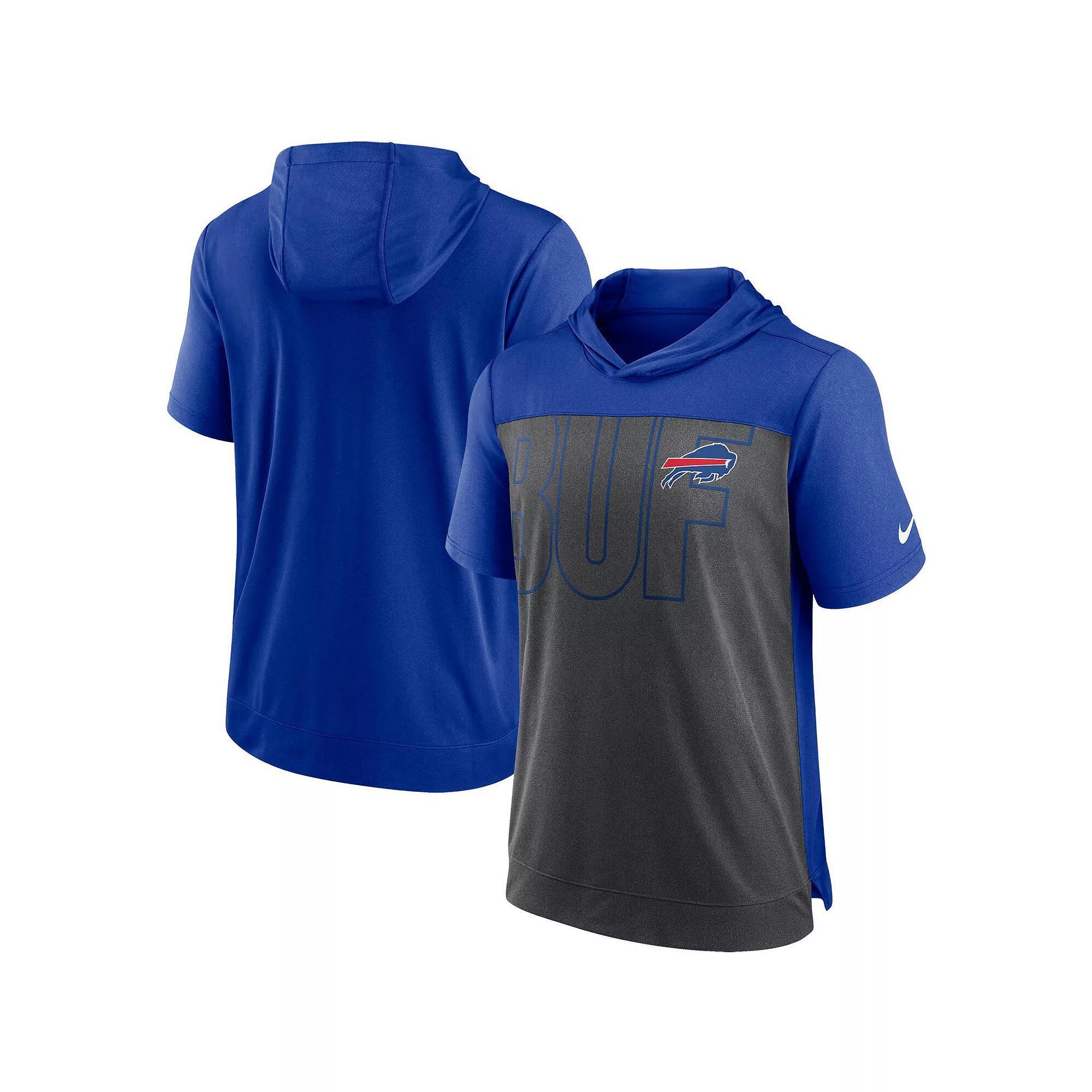 Men's Nike Heathered Charcoal/Royal Buffalo Bills Performance Hoodie T-Shirt, Size: Small Product Image