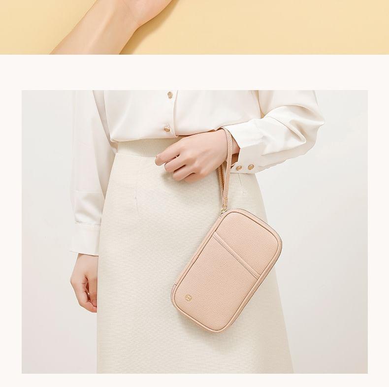 Plain Faux Leather Passport Case Product Image