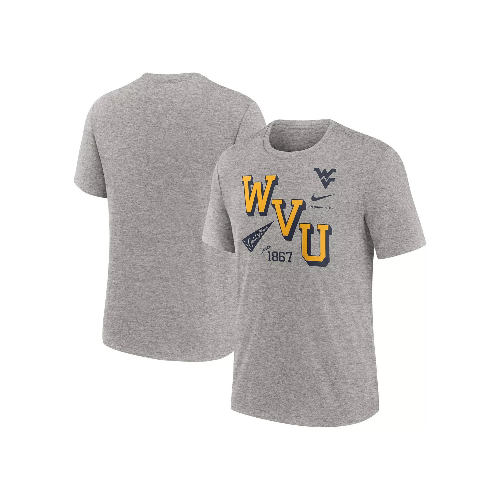 Men's Nike Heather Gray West Virginia Mountaineers Blitz Roll Call Tri-Blend T-Shirt, Size: 2XL, Grey Product Image