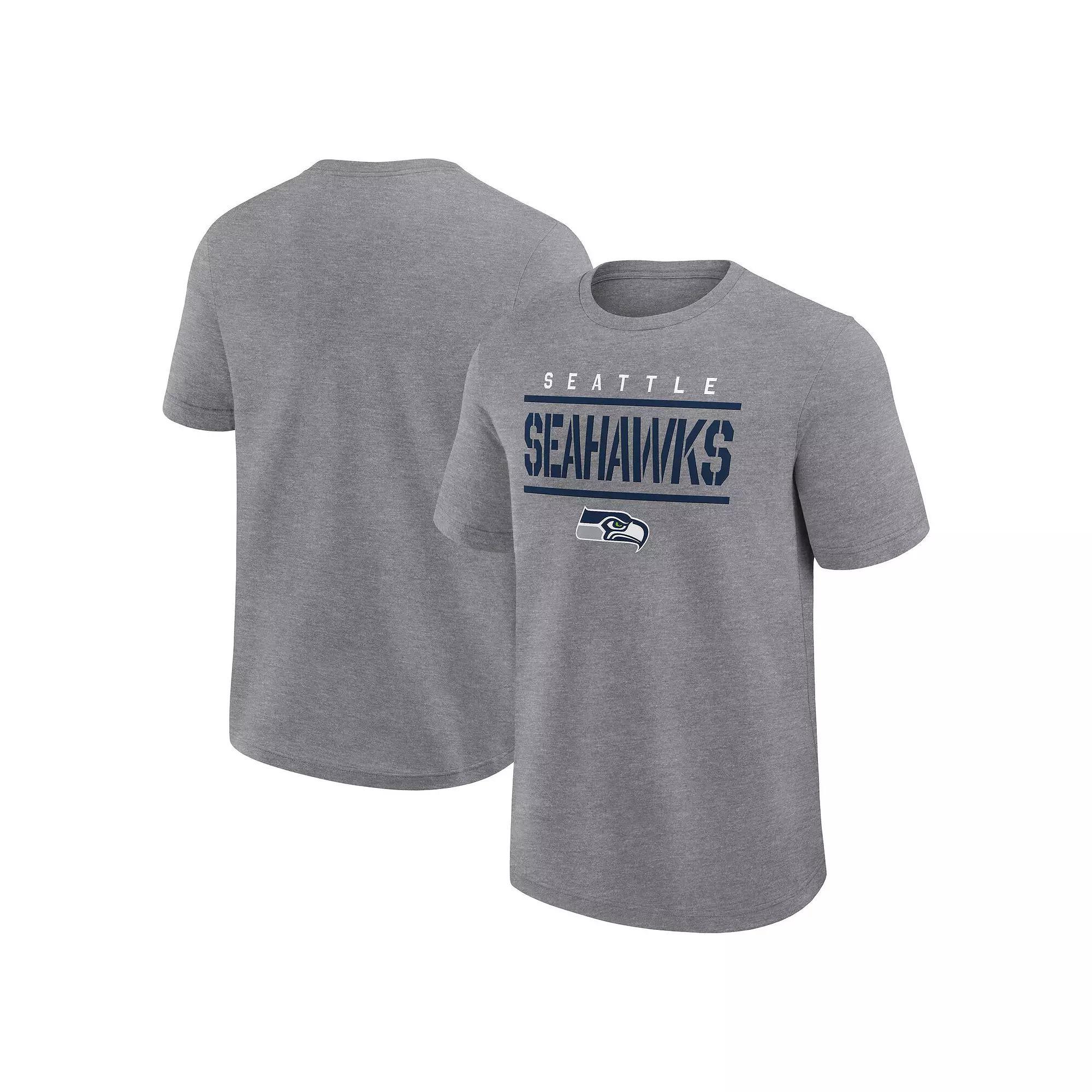 Men's Fanatics Heather Gray Seattle Seahawks Big & Tall Top Notch T-Shirt, Size: 4XLT, Grey Product Image