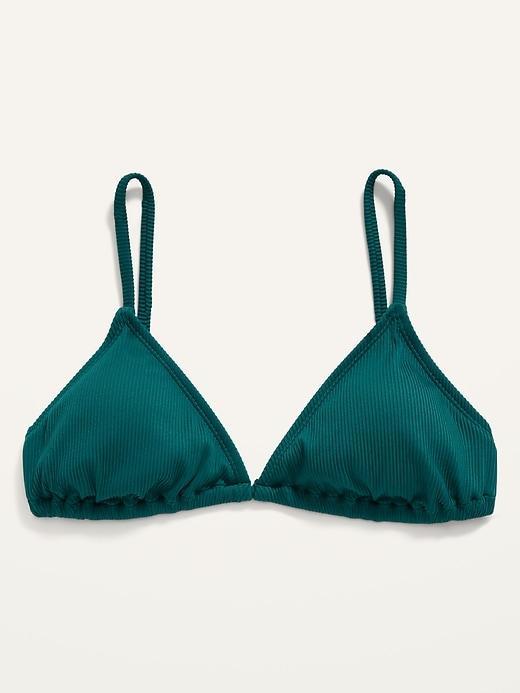 Rib-Knit Triangle String Bikini Swim Top Product Image