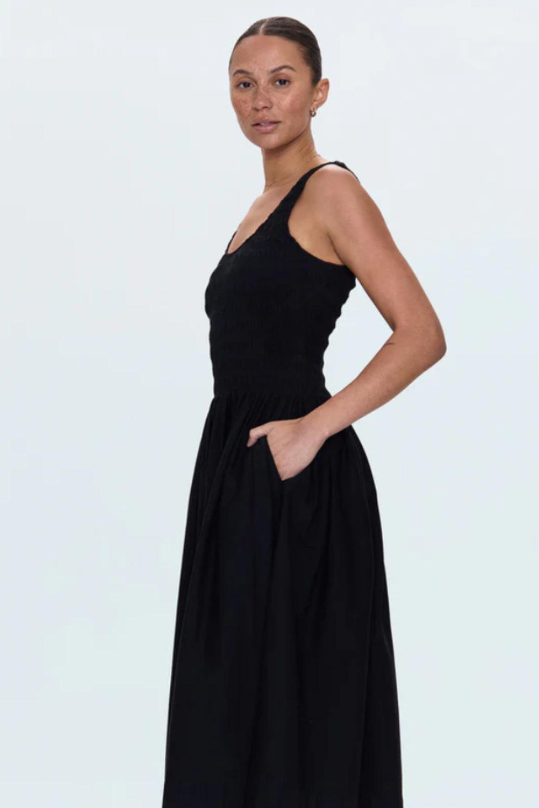 Alessia Smocked Drop Waist Dress - Noir Product Image