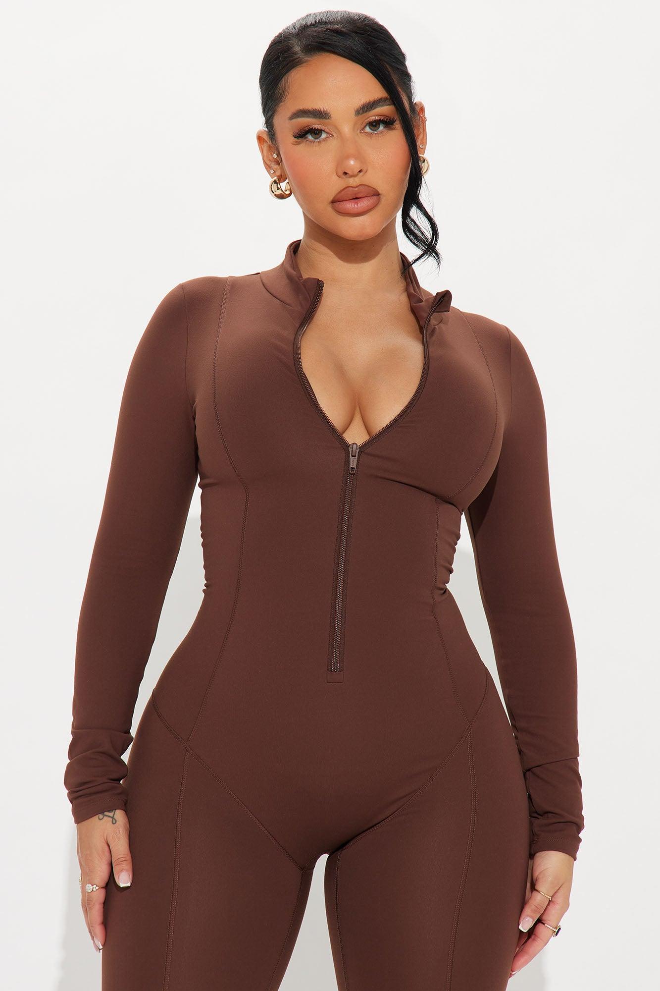 In Alignment Super Soft Active Flare Jumpsuit - Chocolate Product Image