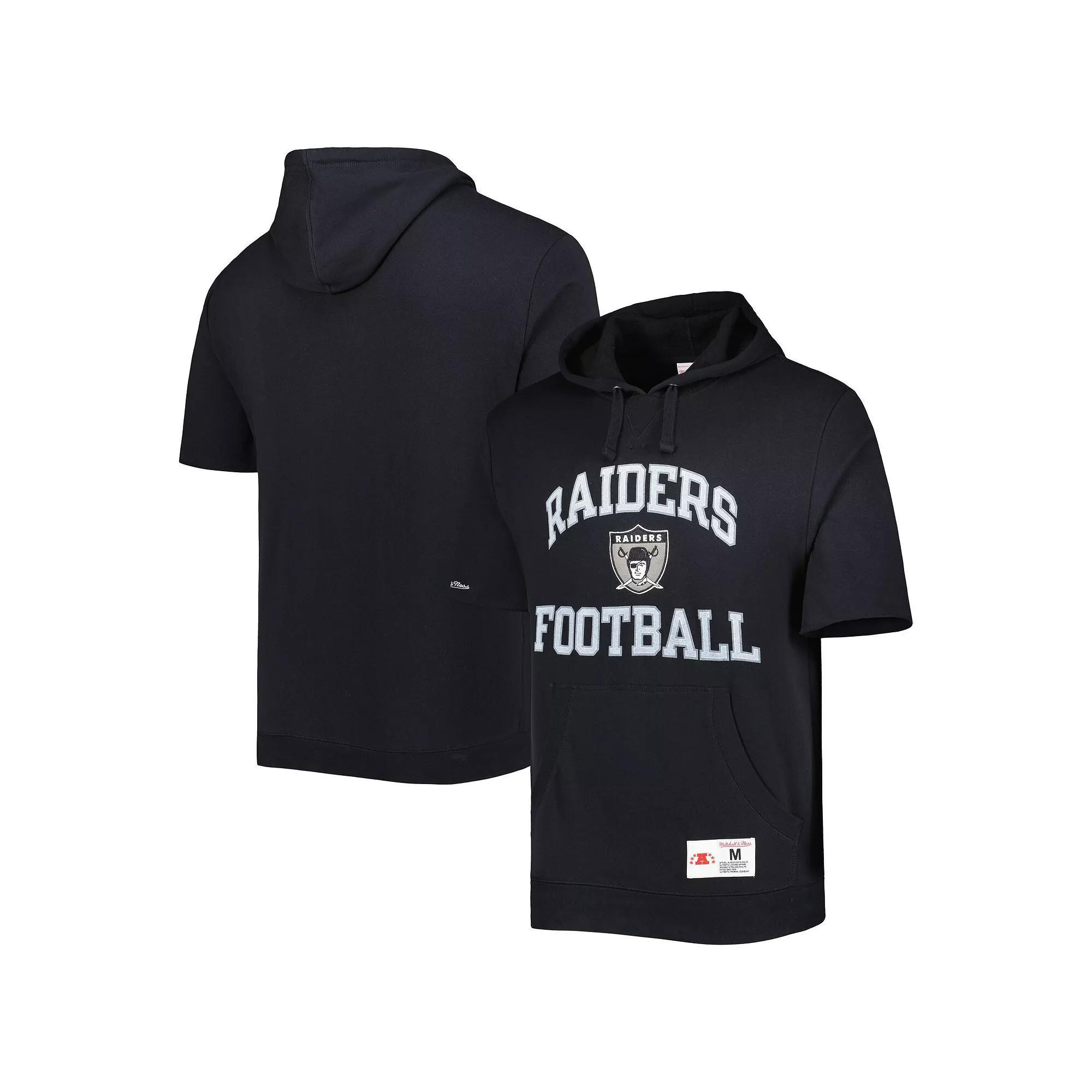 Men's Mitchell & Ness Black Las Vegas Raiders Washed Short Sleeve Pullover Hoodie, Size: Small, Lvr Black Product Image