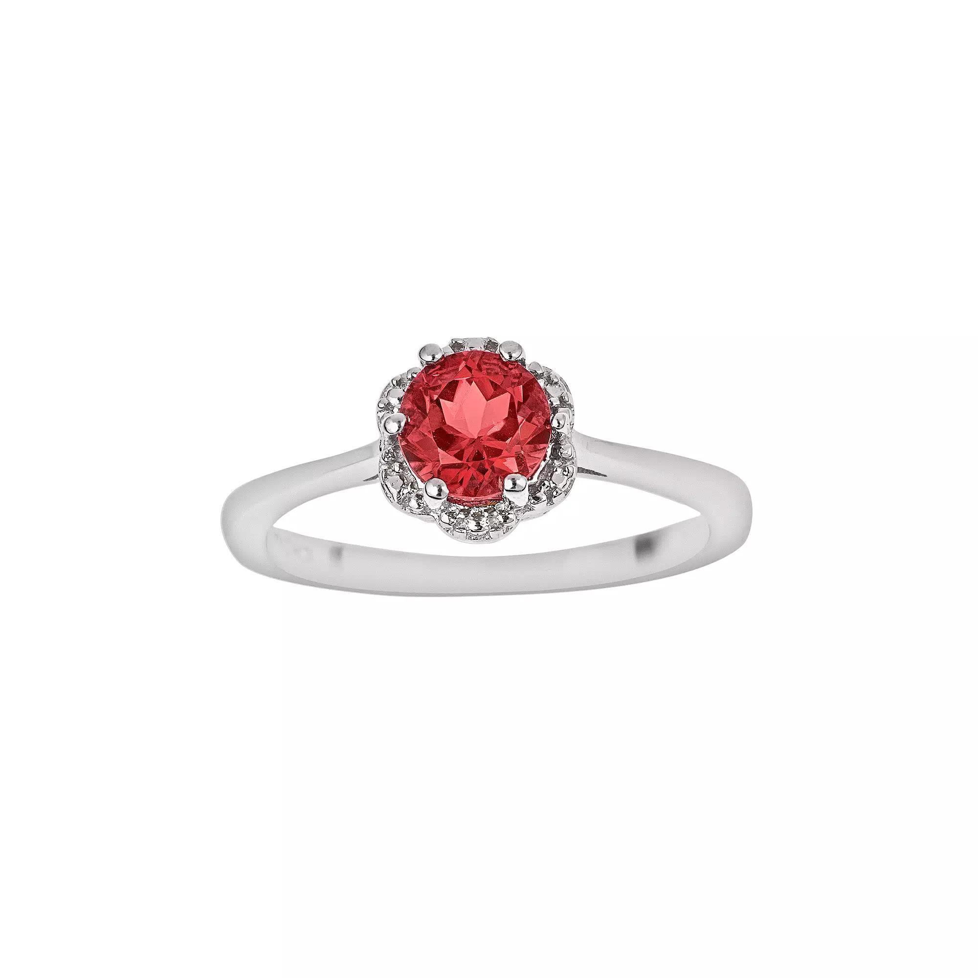 Celebration Gems Sterling Silver Garnet Scalloped Frame Ring, Women's, Size: 7 Product Image