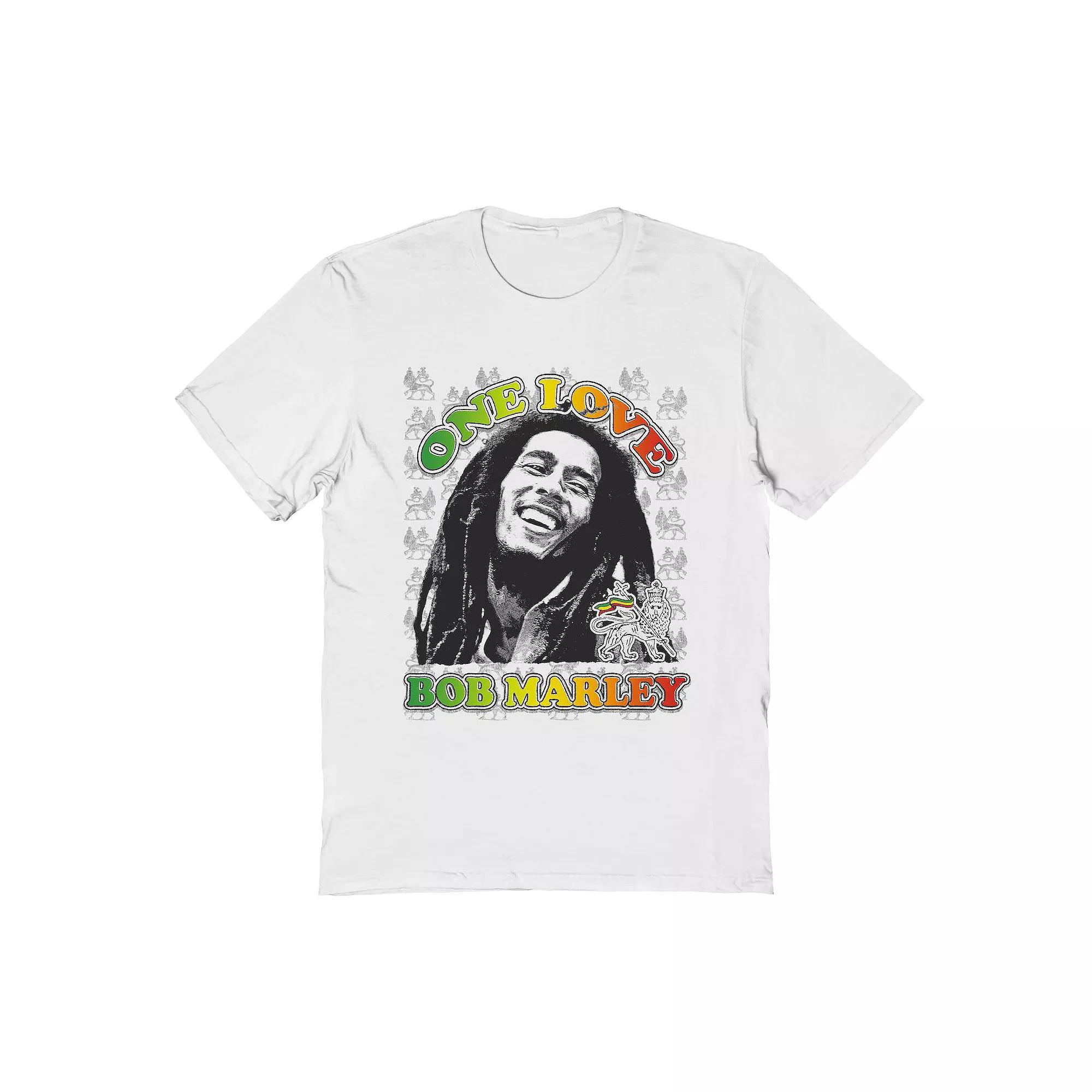 Men's Bob Marley One Love Texture Graphic Tee, Size: Small, White Product Image