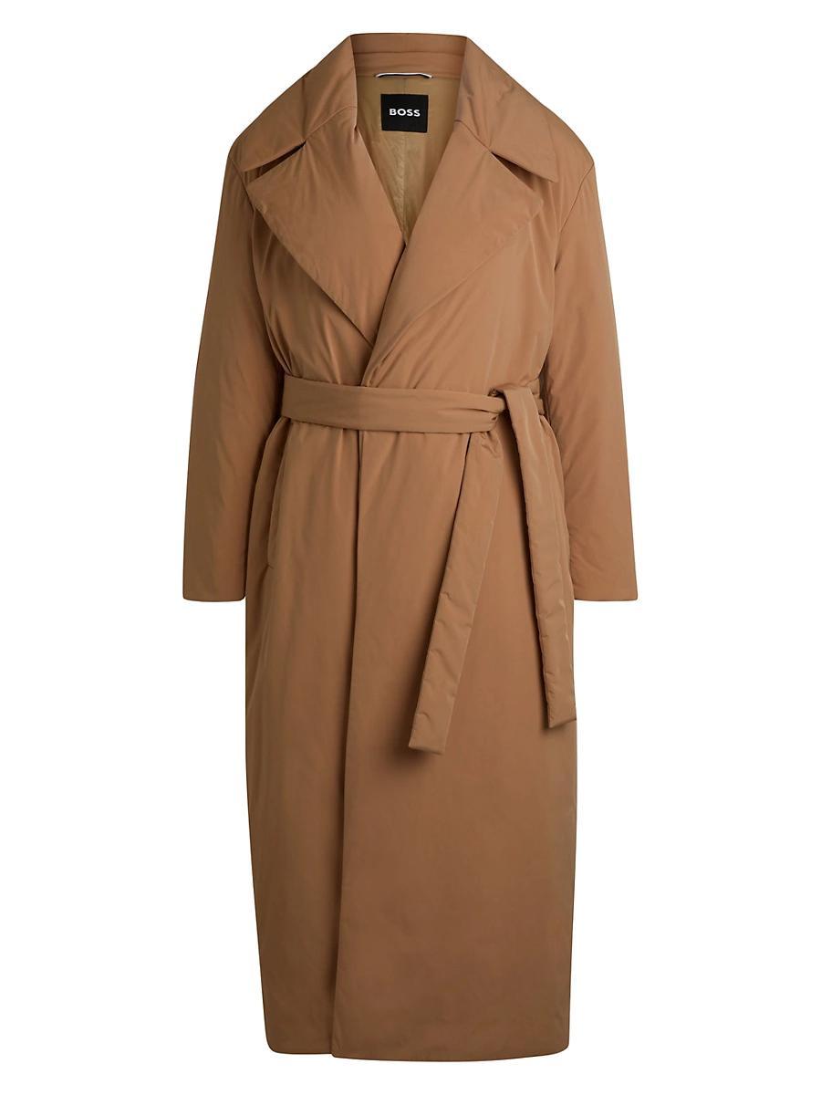 Womens Water-Repellent Padded Coat with Tie-Up Belt Product Image