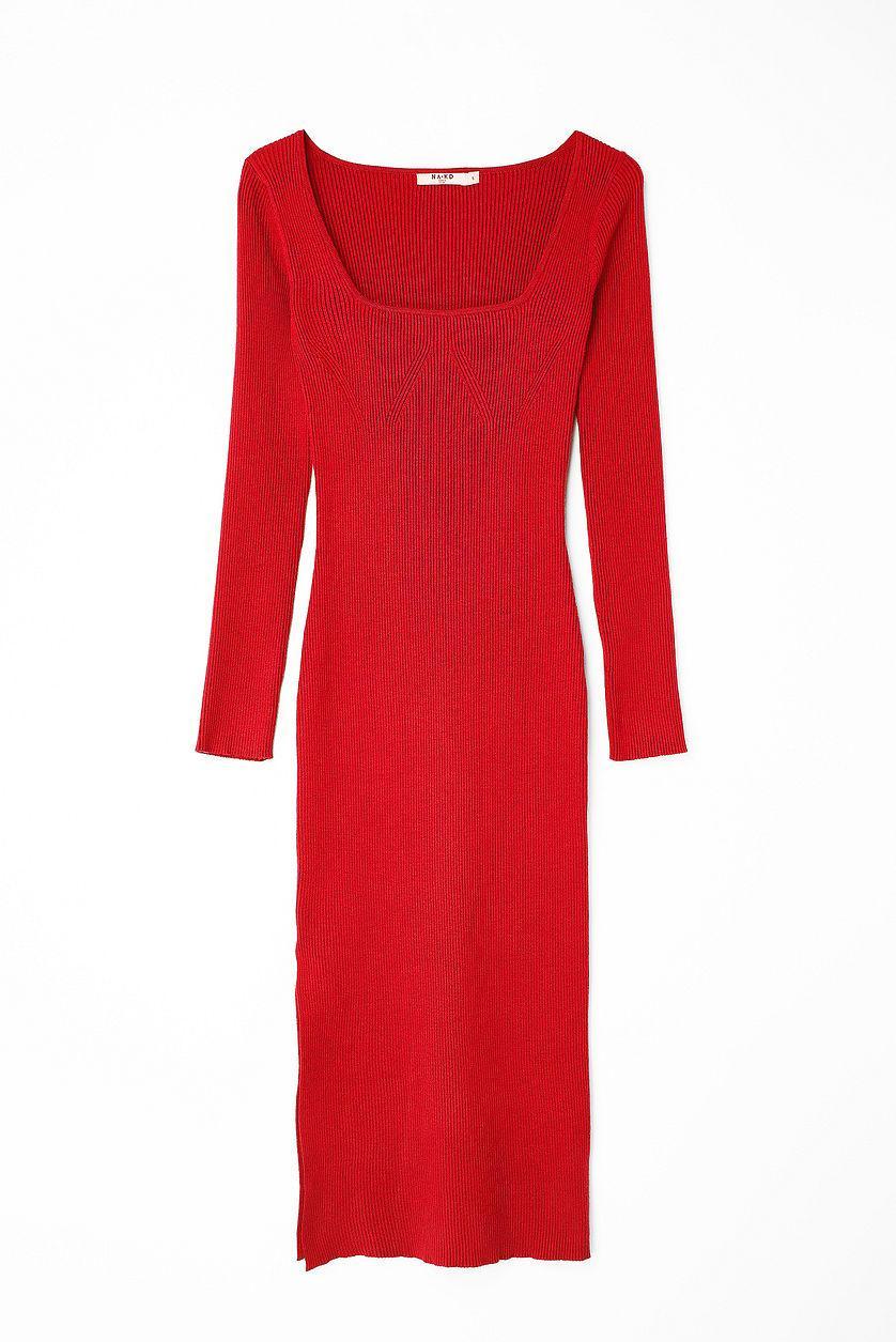 Scoop Neck Midi Slit Dress Product Image