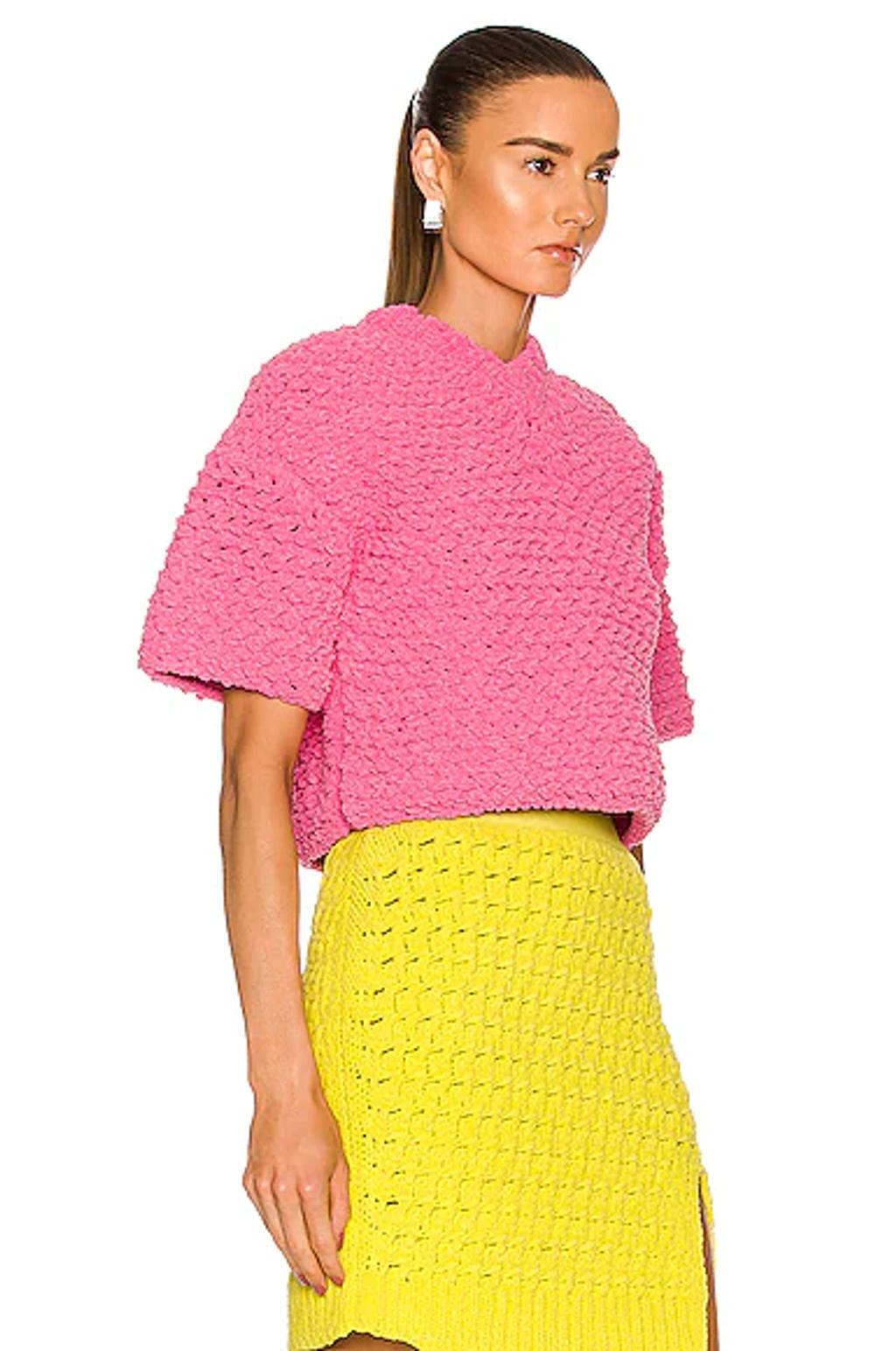 BOTTEGA VENETA Heavy Weight Chenille Sweater In 5004 Bubble Gum Product Image