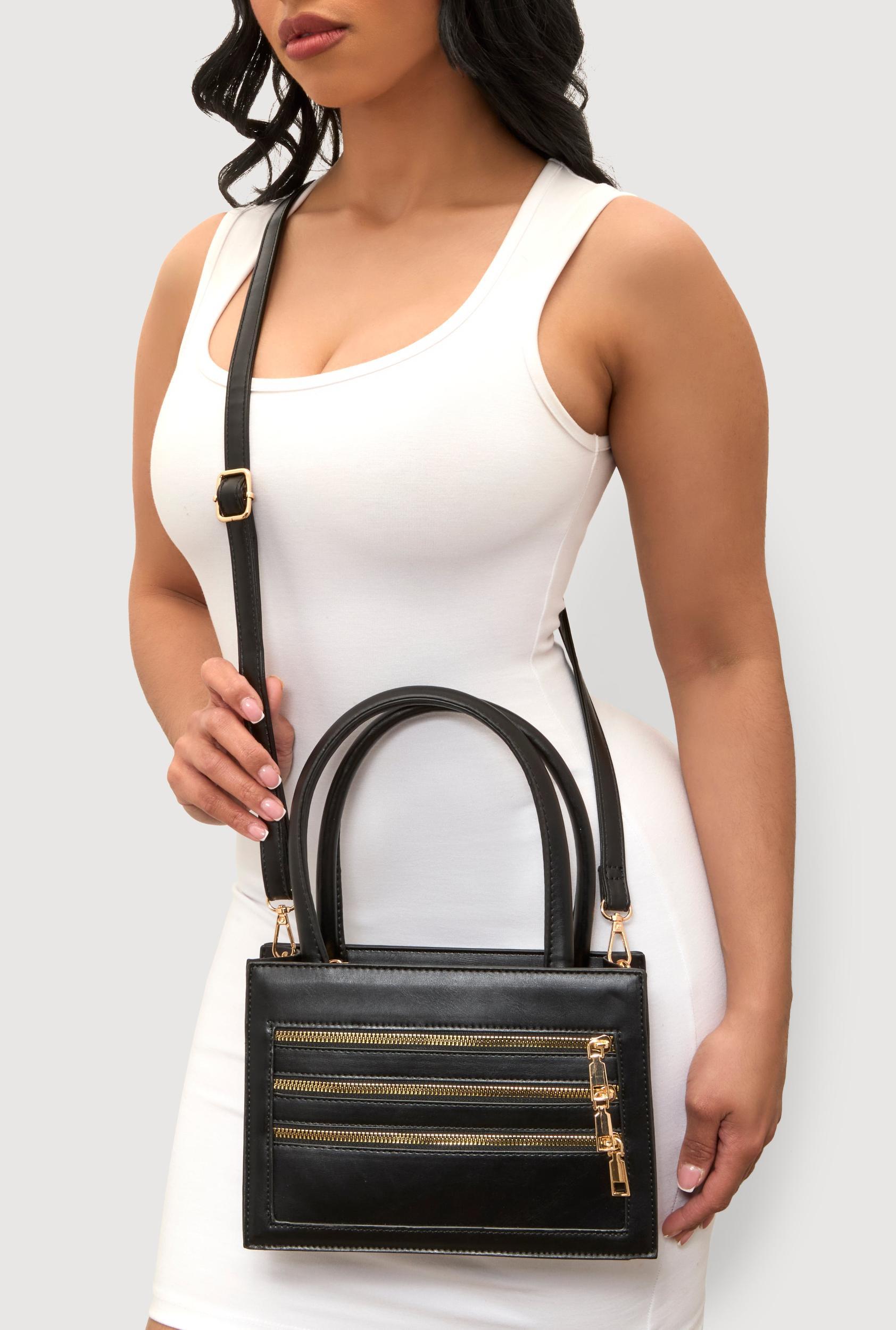 Triple Zipper Detail Convertible Handbag Female Product Image