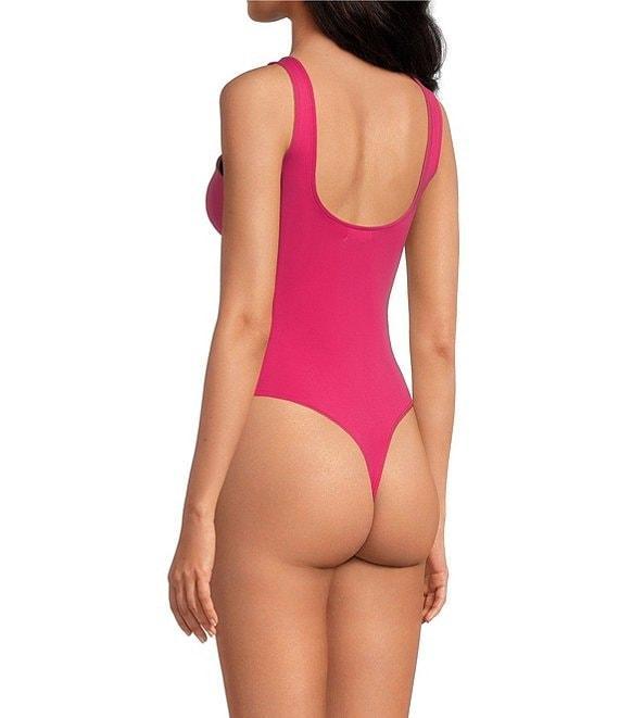 Good American Scuba Knit Modern Square Neck Sleeveless Wide Strap Tank Bodysuit Product Image