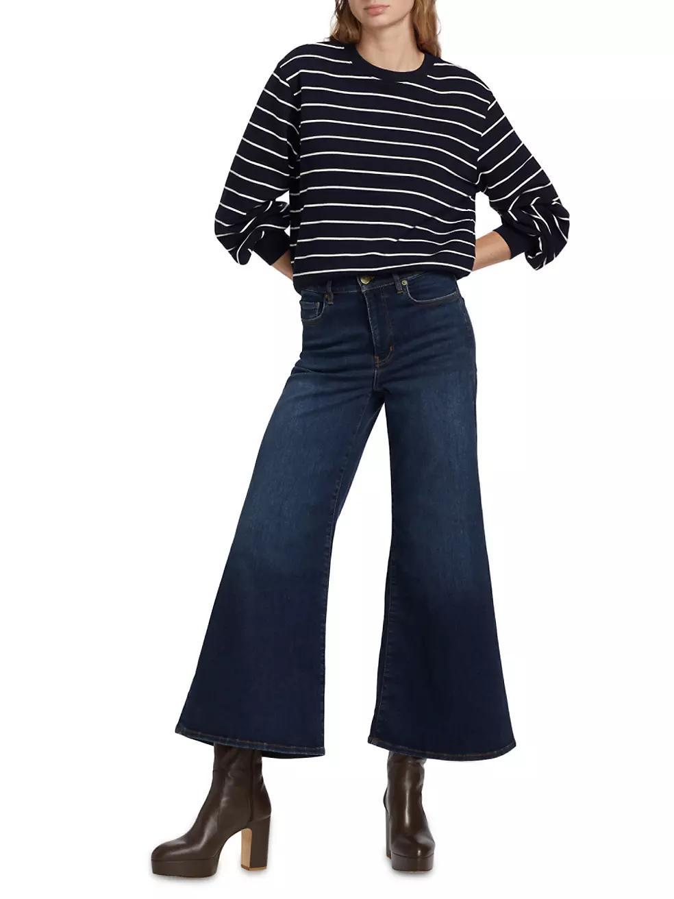 Stripe Blouson-Sleeve Sweater Product Image