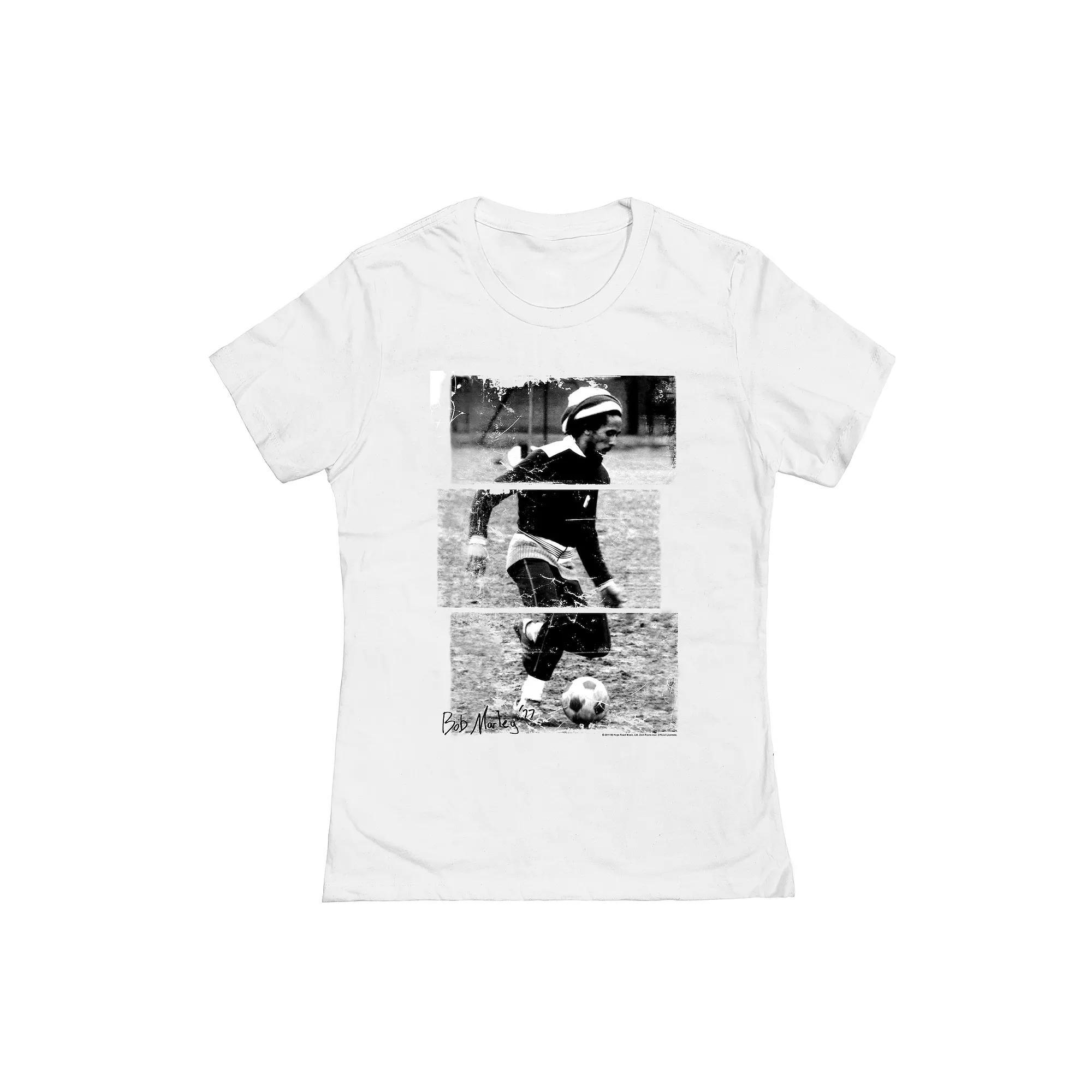Juniors' Bob Marley Soccer 77 Graphic Tee, Girl's, Size: XL, White Product Image