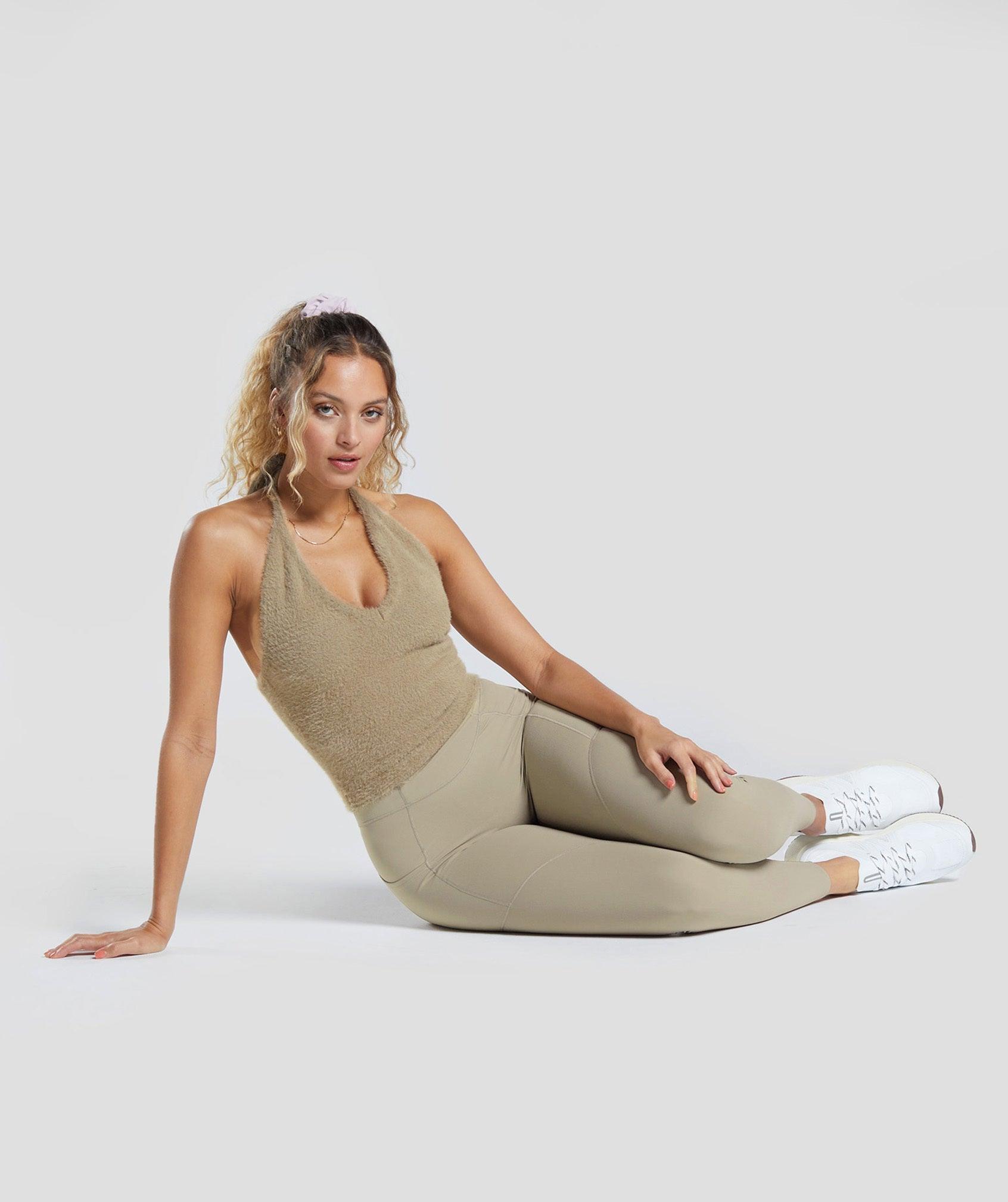 Gymshark Whitney Eyelash Knit Midi Halter Top - Cement Brown Female Product Image