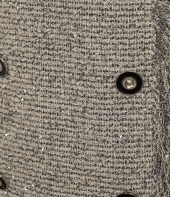 A Loves A Metallic Tweed Fringe High Rise Button Front A-Line Mini Coordinating Skirt Product Image