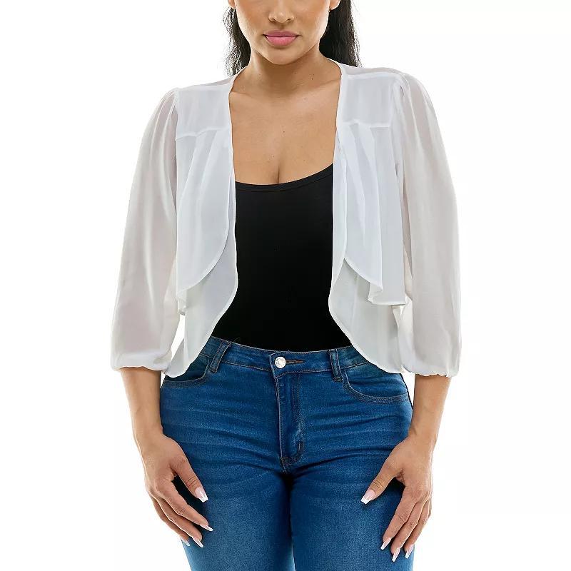 Women's Nina Leonard Chiffon Pleated Bolero, Size: XL, Black Product Image