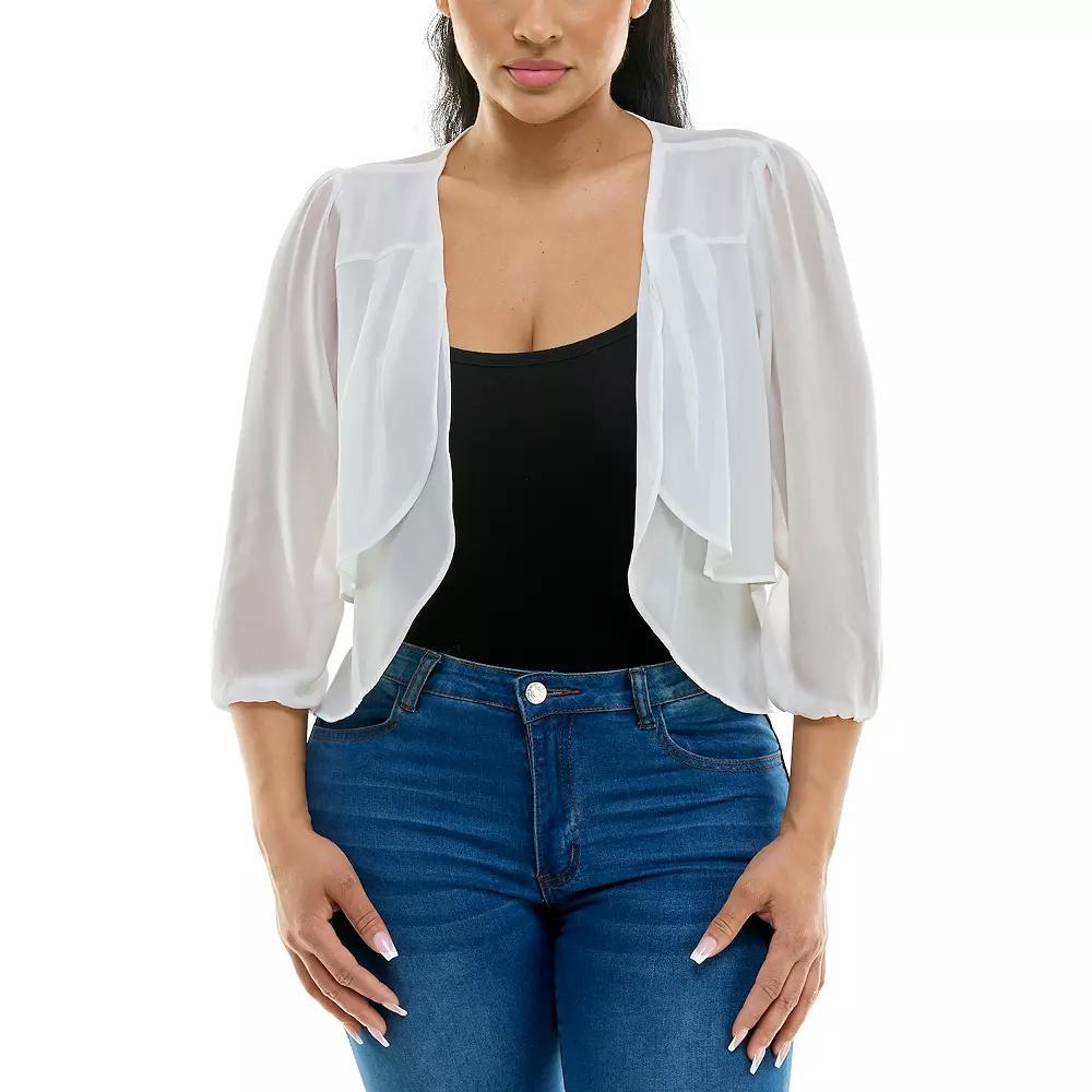 Women's Nina Leonard Chiffon Pleated Bolero, Size: XL, Black Product Image