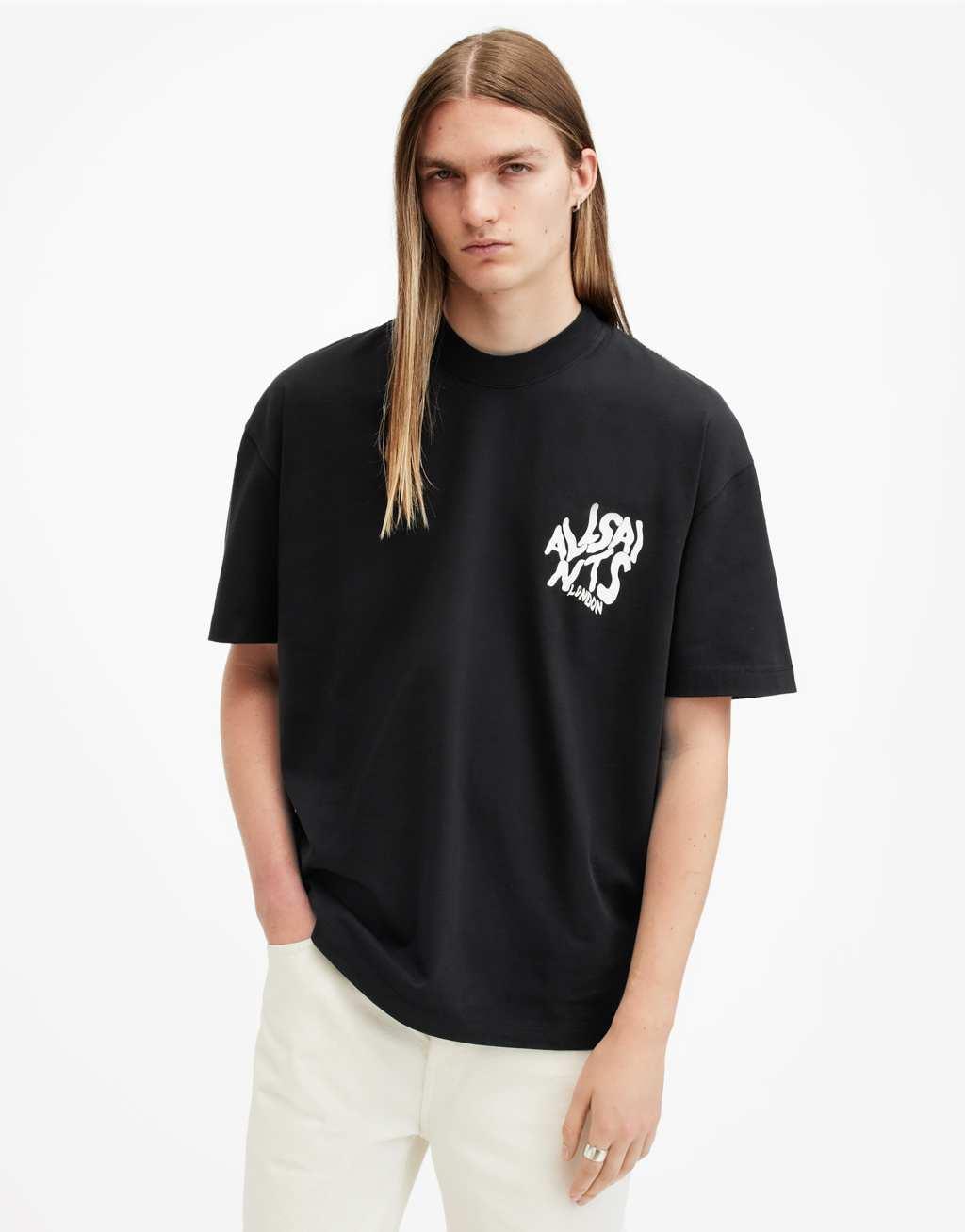 AllSaints Orlando back print t-shirt in black Product Image