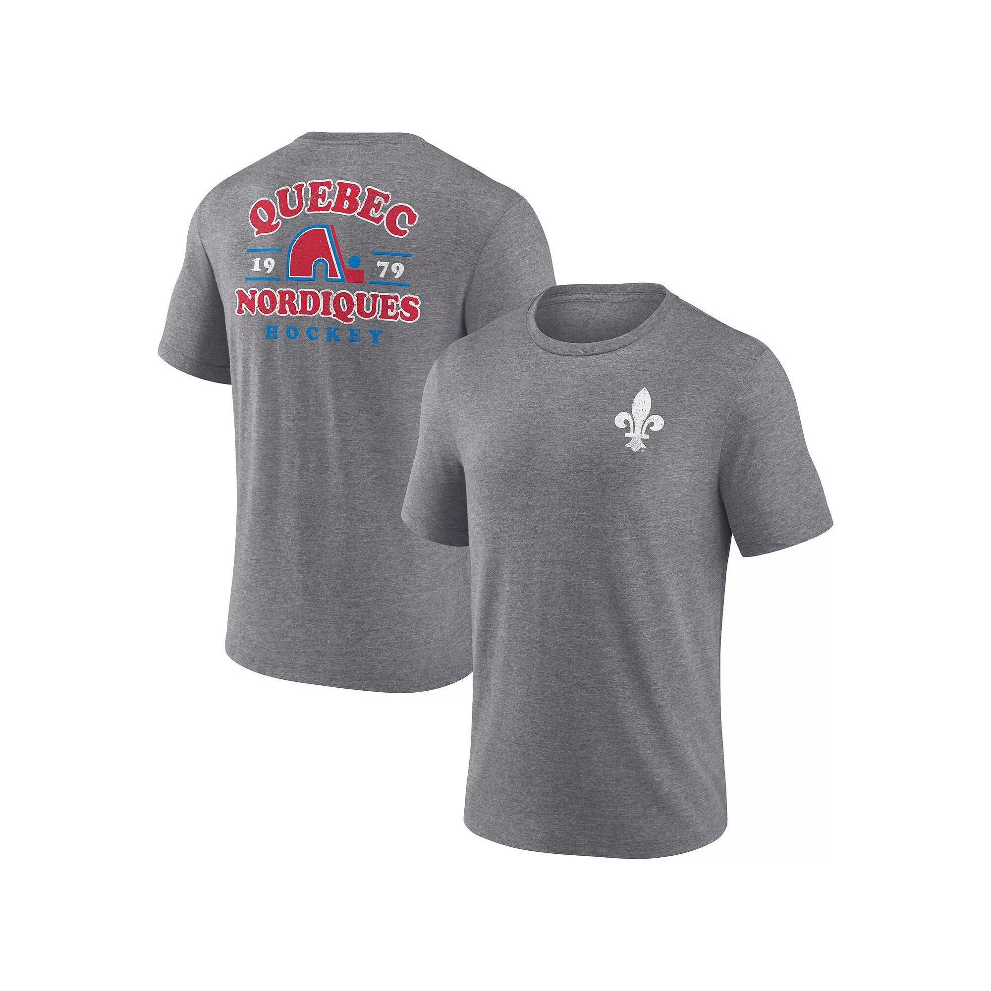 Men's Fanatics  Heather Gray Quebec Nordiques Vintage Hockey Winger Tri-Blend T-Shirt, Size: 2XL, Nhl Grey Product Image