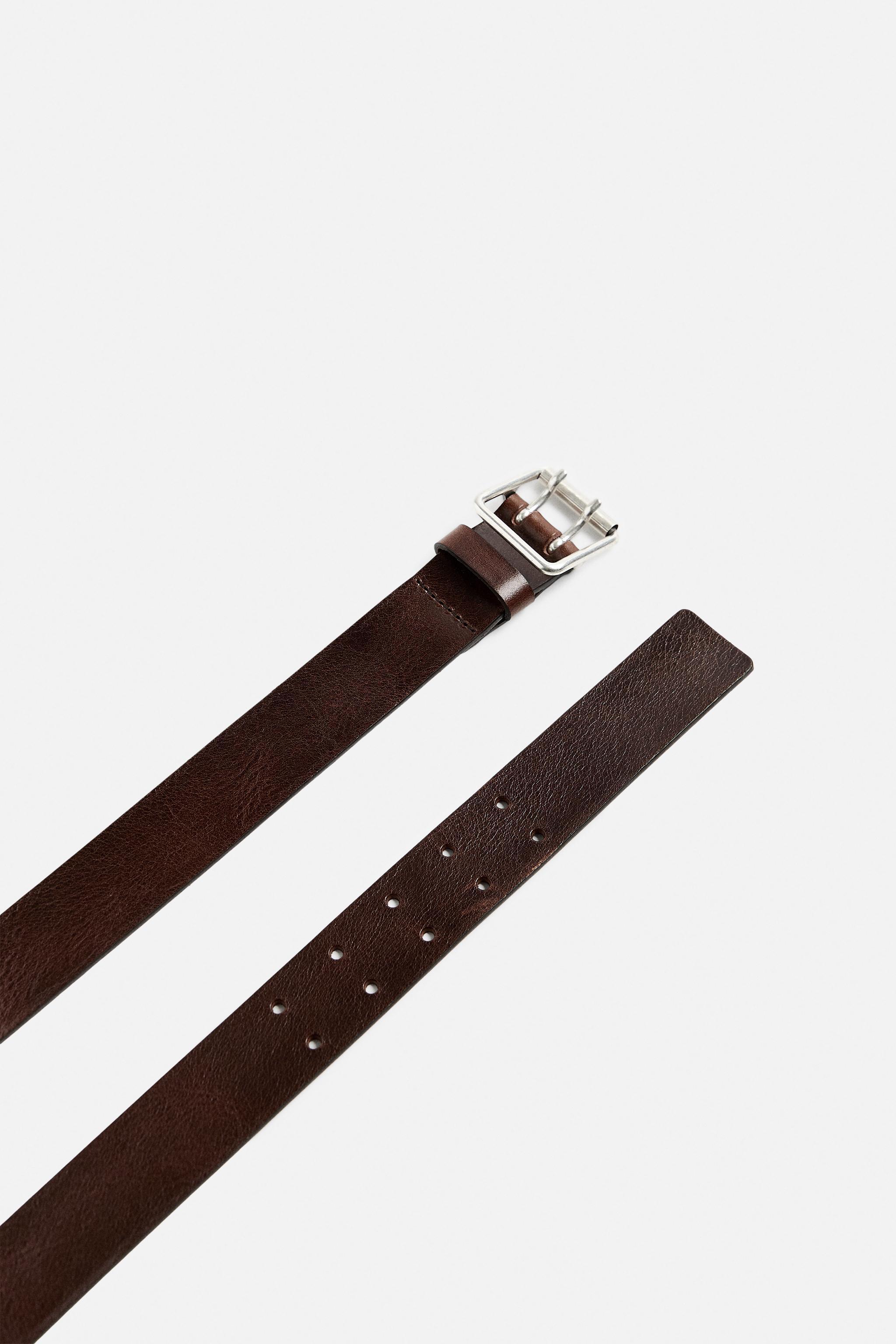 WASHED EFFECT LEATHER BELT Product Image