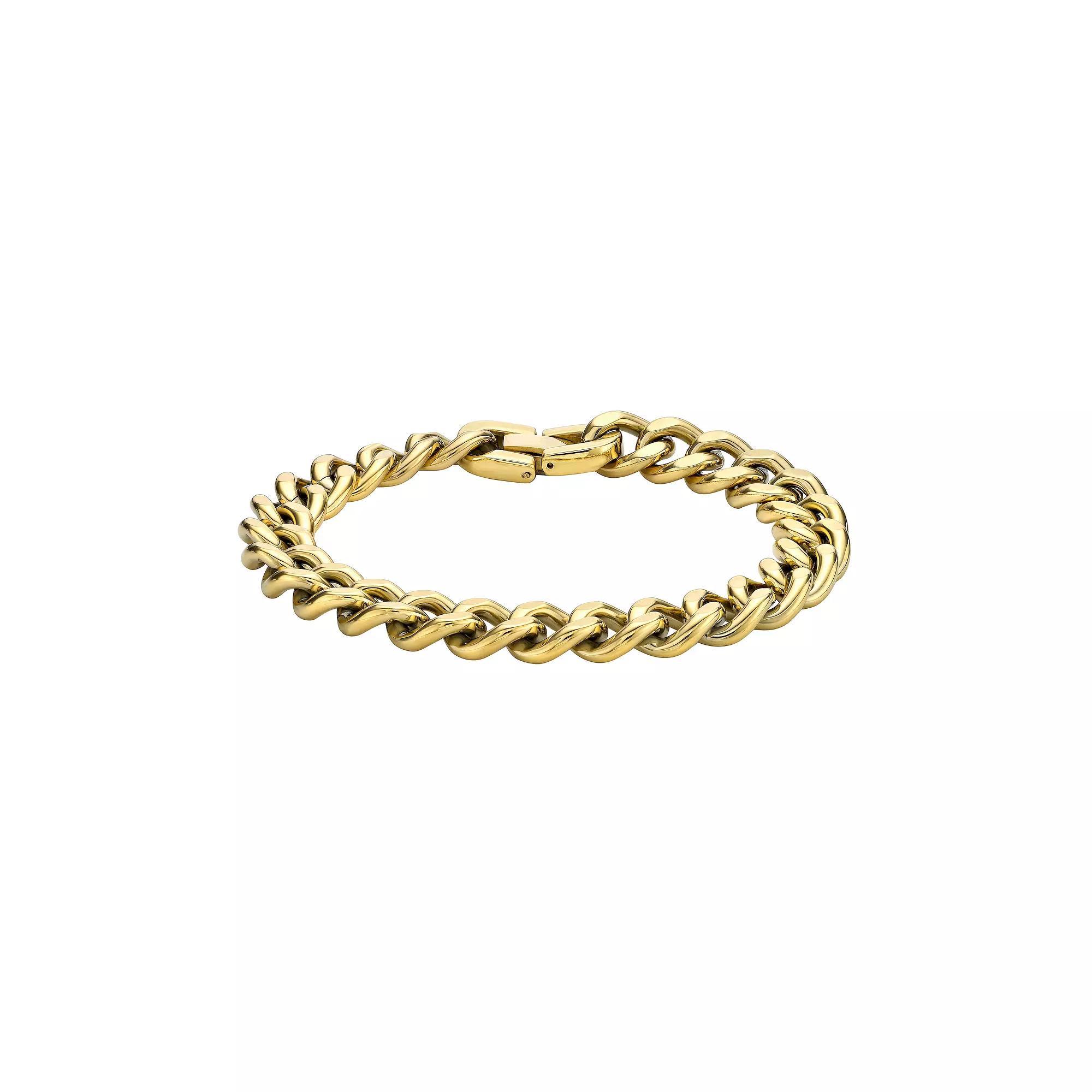 LYNX Ion Plated Stainless Steel Curb Chain Bracelet, Men's, Size: 10", Gold Tone Product Image