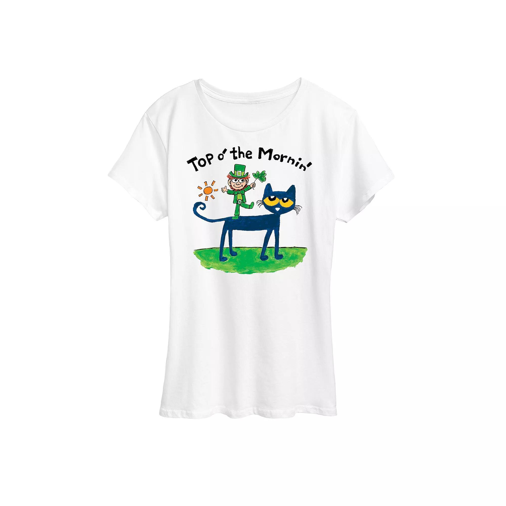 Womens Pete The Cat Top O The Mornin Leprechaun Graphic Tee Grey Gray Product Image