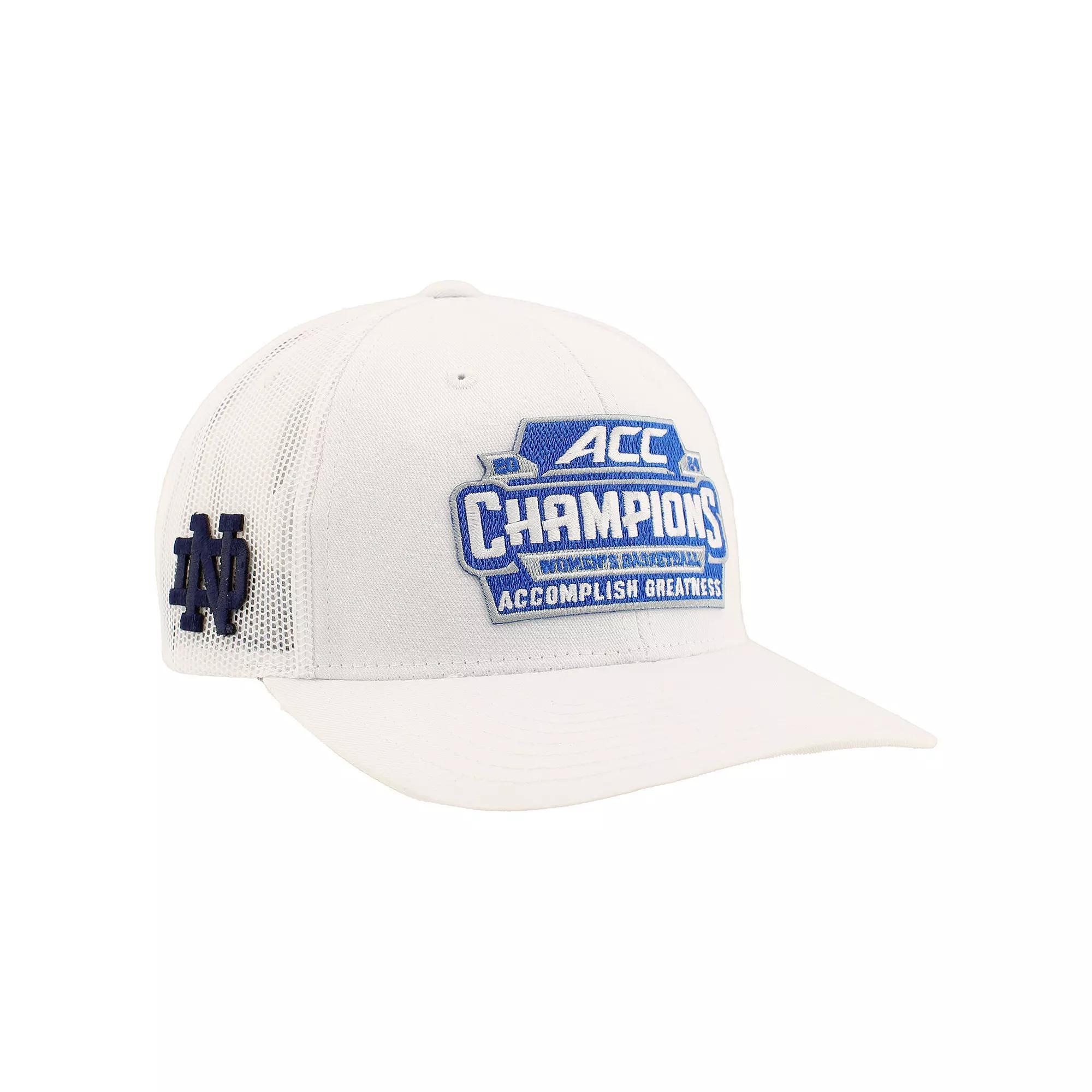 Unisex Zephyr  White Notre Dame Fighting Irish 2024 ACC Women's Basketball Conference Tournament Champions Locker Room Adjustable Trucker Hat Product Image