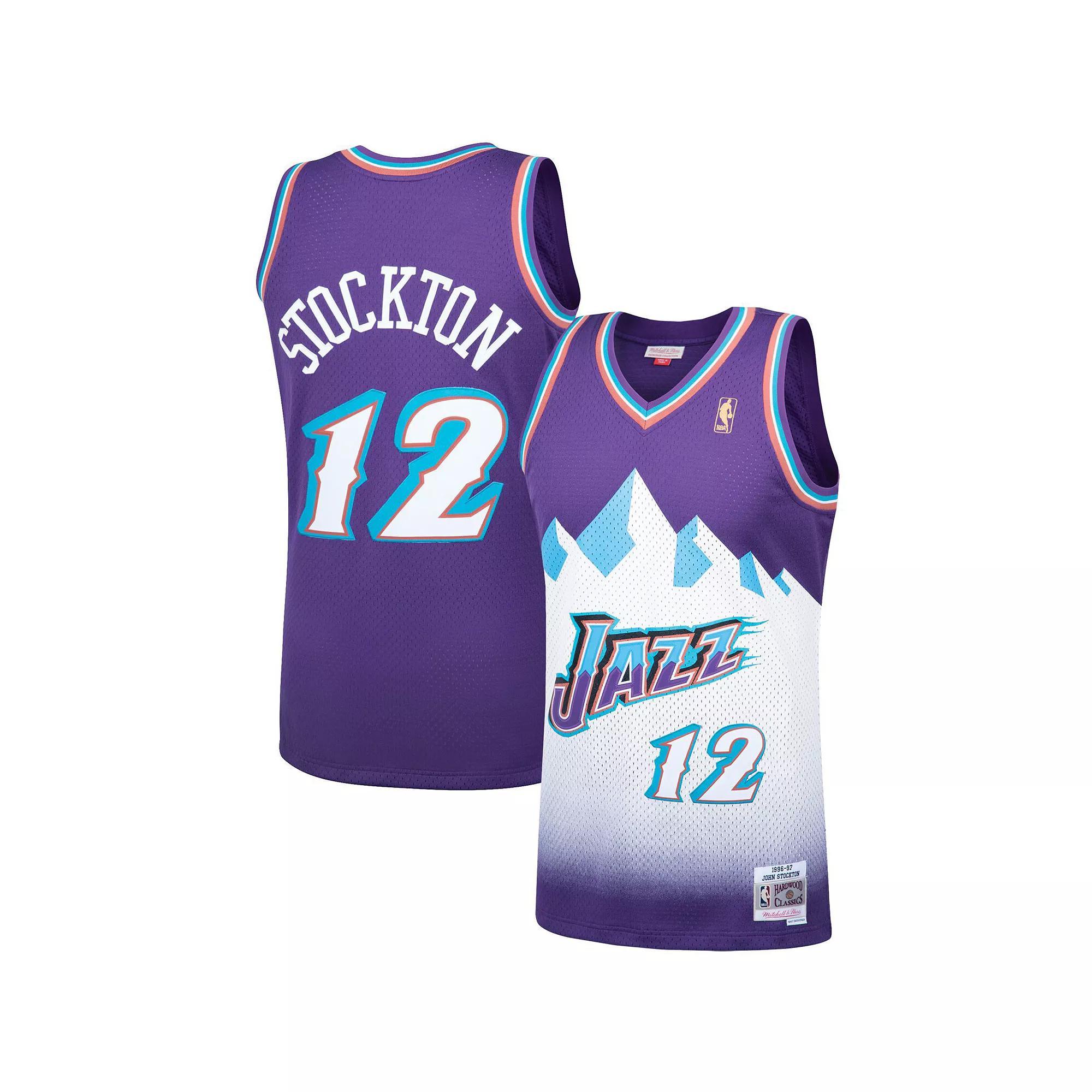 Men's Mitchell & Ness John Stockton Purple Utah Jazz 1996-97 Hardwood Classics Swingman Player Jersey, Size: 5XL, Jaz Purple Product Image