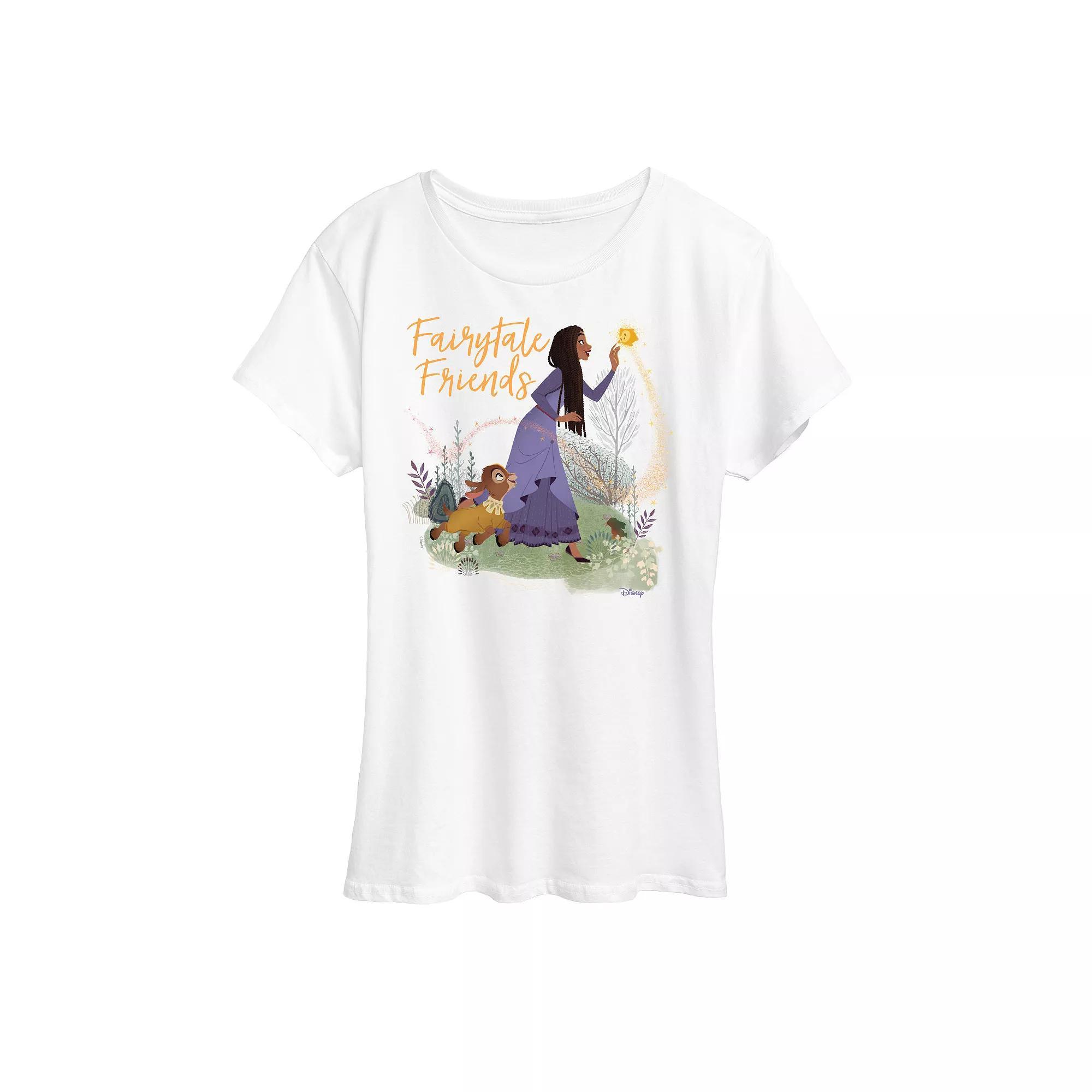 Disneys Wish Asha, Valentino, and Star Womens Fairytale Friends Graphic Tee, Girls Product Image