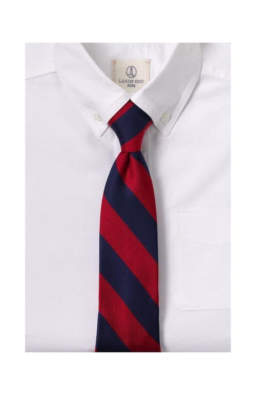 Kids Lands' End School Uniform Stripe Pre-Tied Tie, Size: Small, Classic Navy Red Product Image