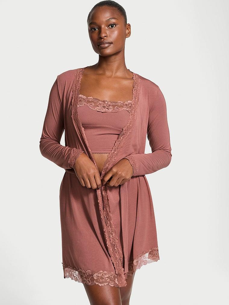 Modal Soft & Lace Trim Straight-Neck Slip Dress Product Image