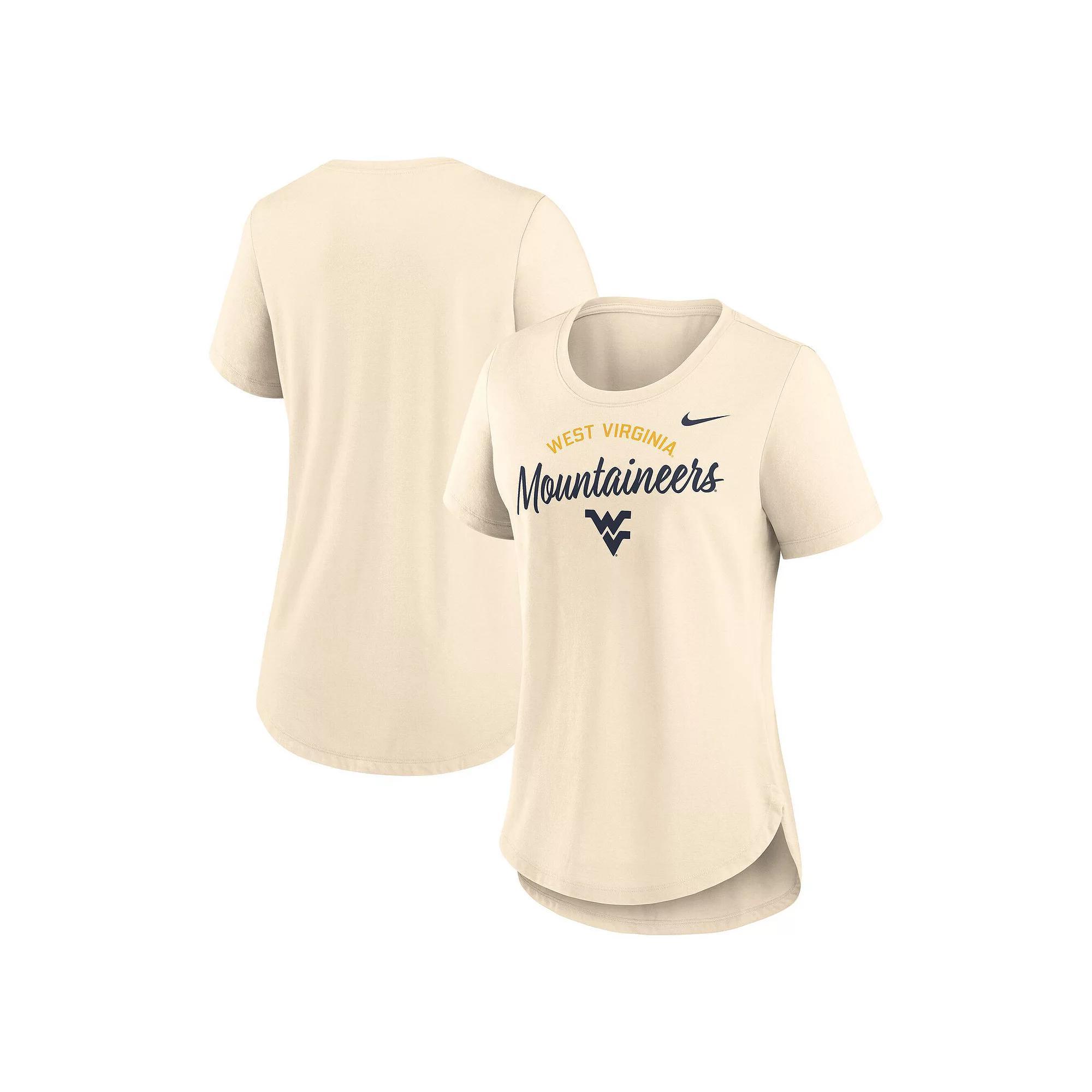 Women's Nike Cream West Virginia Mountaineers Script Logo Tri-Blend T-Shirt, Size: Large, Beige Product Image