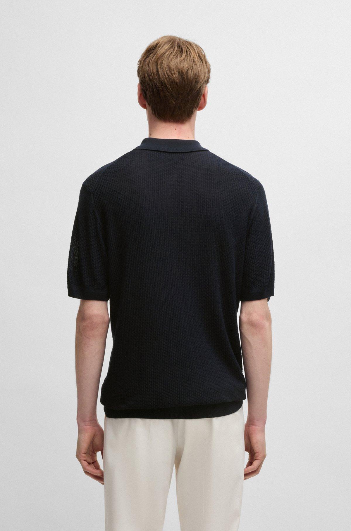 Mixed-structure knit polo in silk Product Image